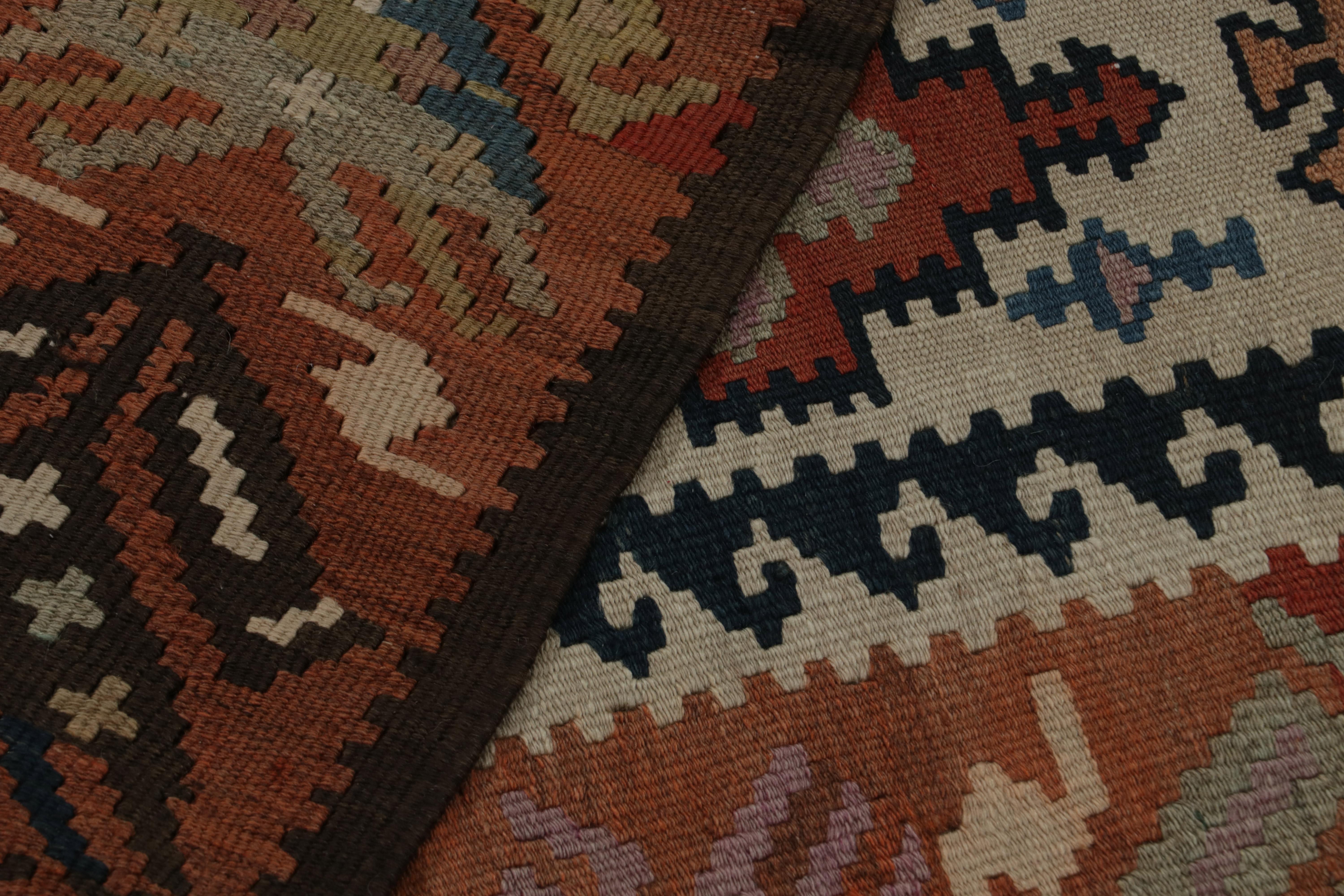 Wool Vintage Tribal Kilim in Blue-Brown Geometric Patterns, from Rug & Kilim For Sale