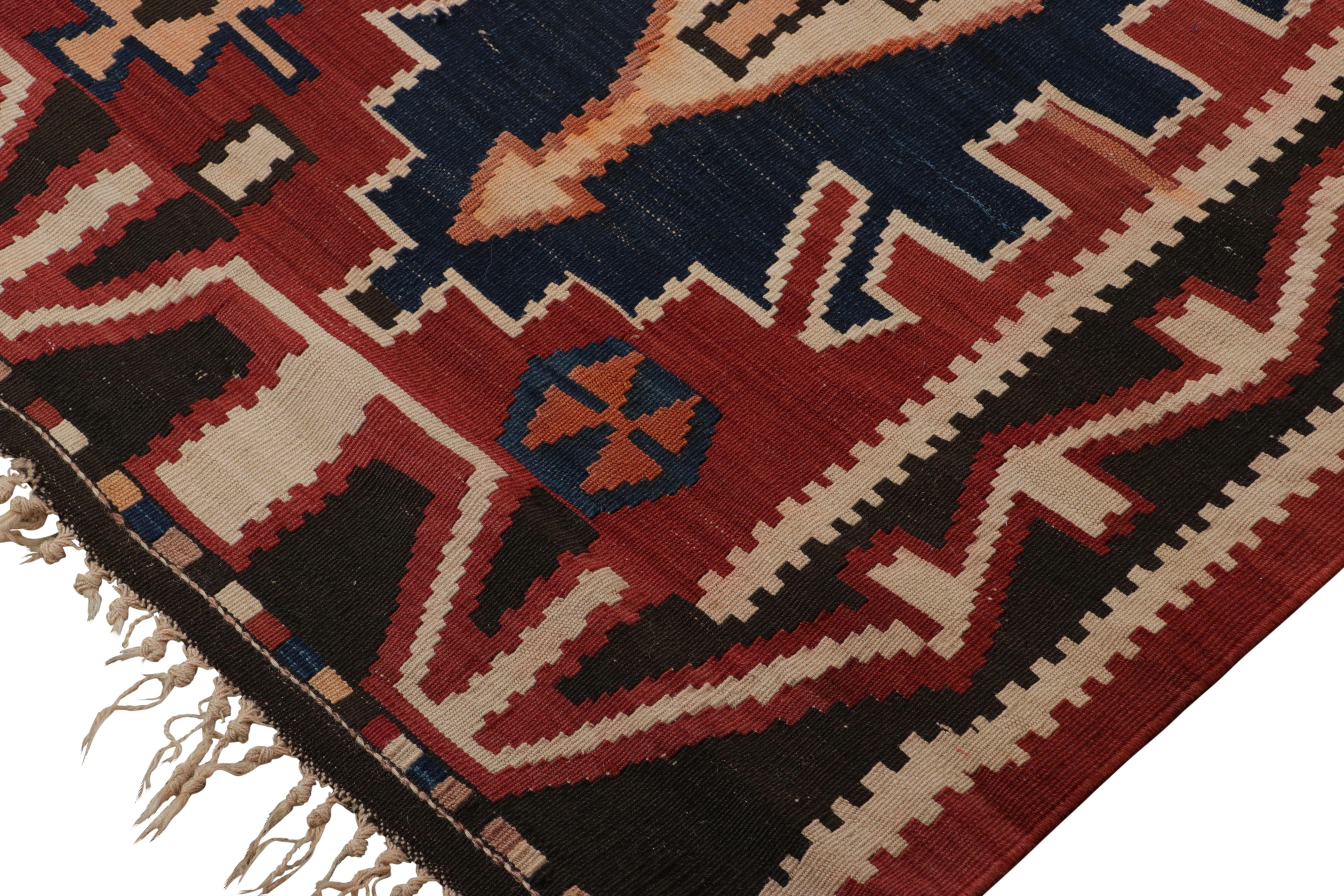 Handwoven in a wool flatweave, originating circa 1950-1960, this 6x10 vintage Turkish kilim is an excellent example of the slit weave and is dense with colors that have aged beautifully for its period. 


On The Design:

This personal vintage piece