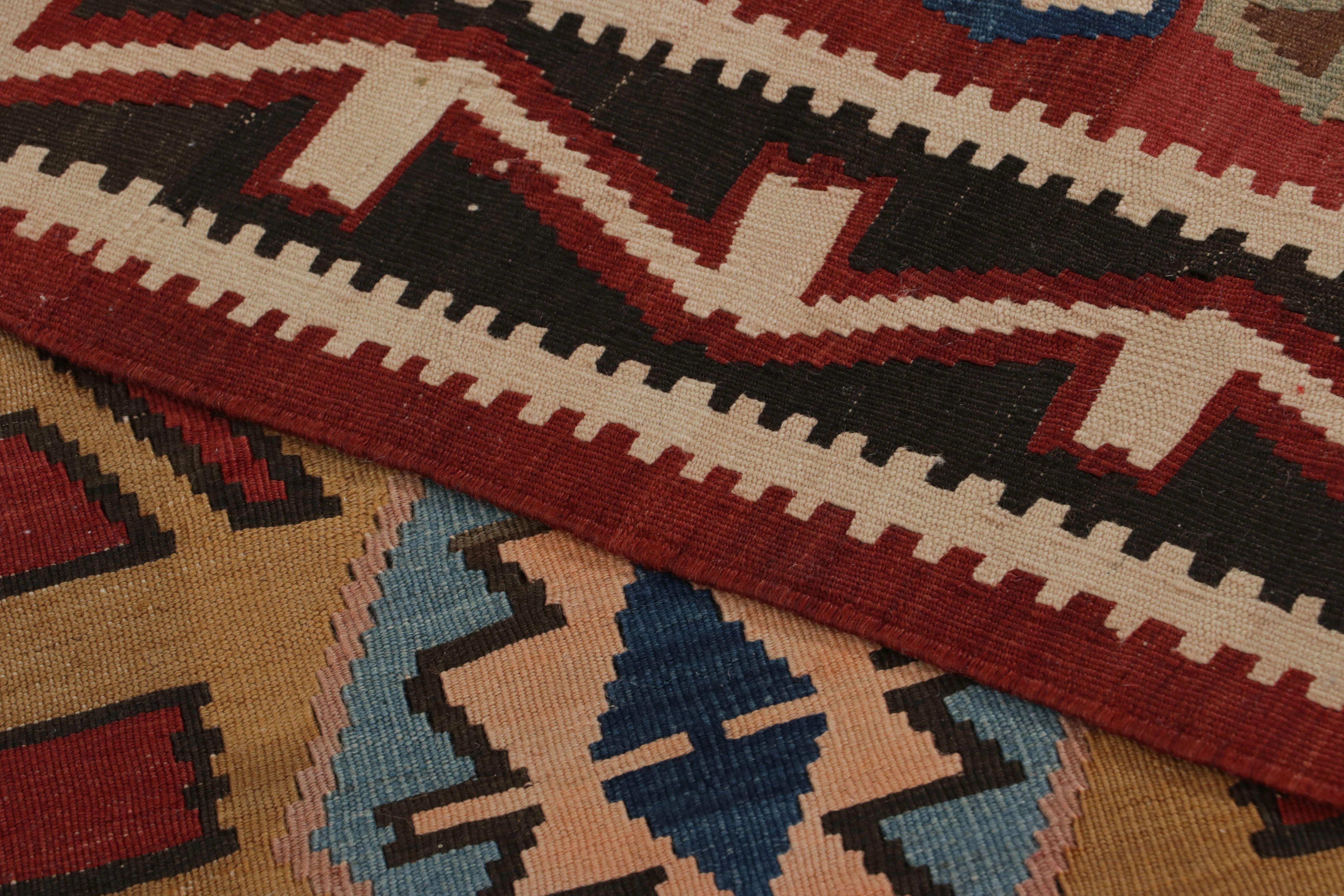 Wool Vintage Tribal Kilim in Brick Red with Bold Geometric Patterns - Rug & Kilim For Sale