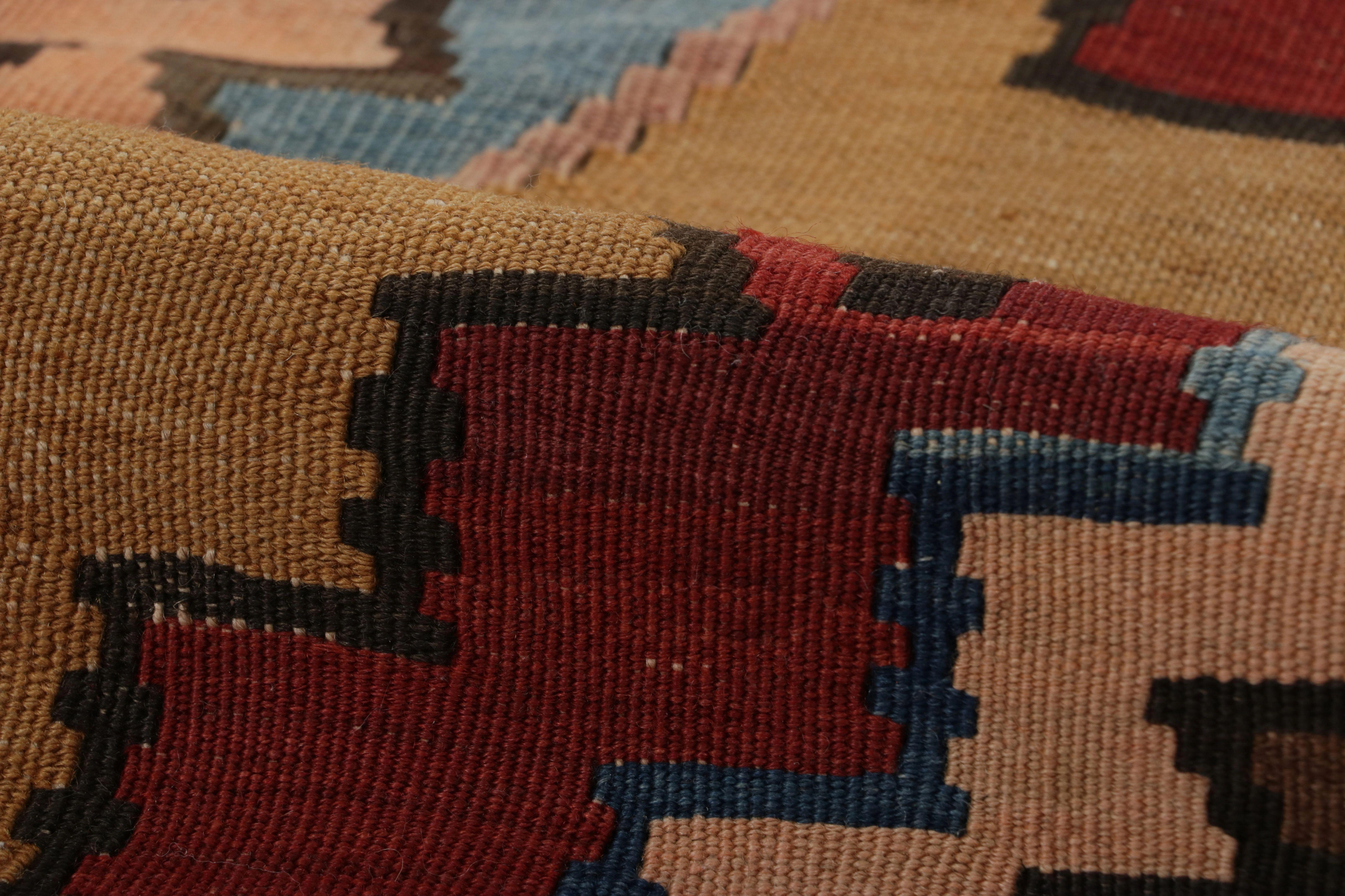 Vintage Tribal Kilim in Brick Red with Bold Geometric Patterns - Rug & Kilim In Good Condition For Sale In Long Island City, NY