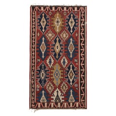 Vintage Tribal Kilim in Brick Red with Bold Geometric Patterns - Rug & Kilim