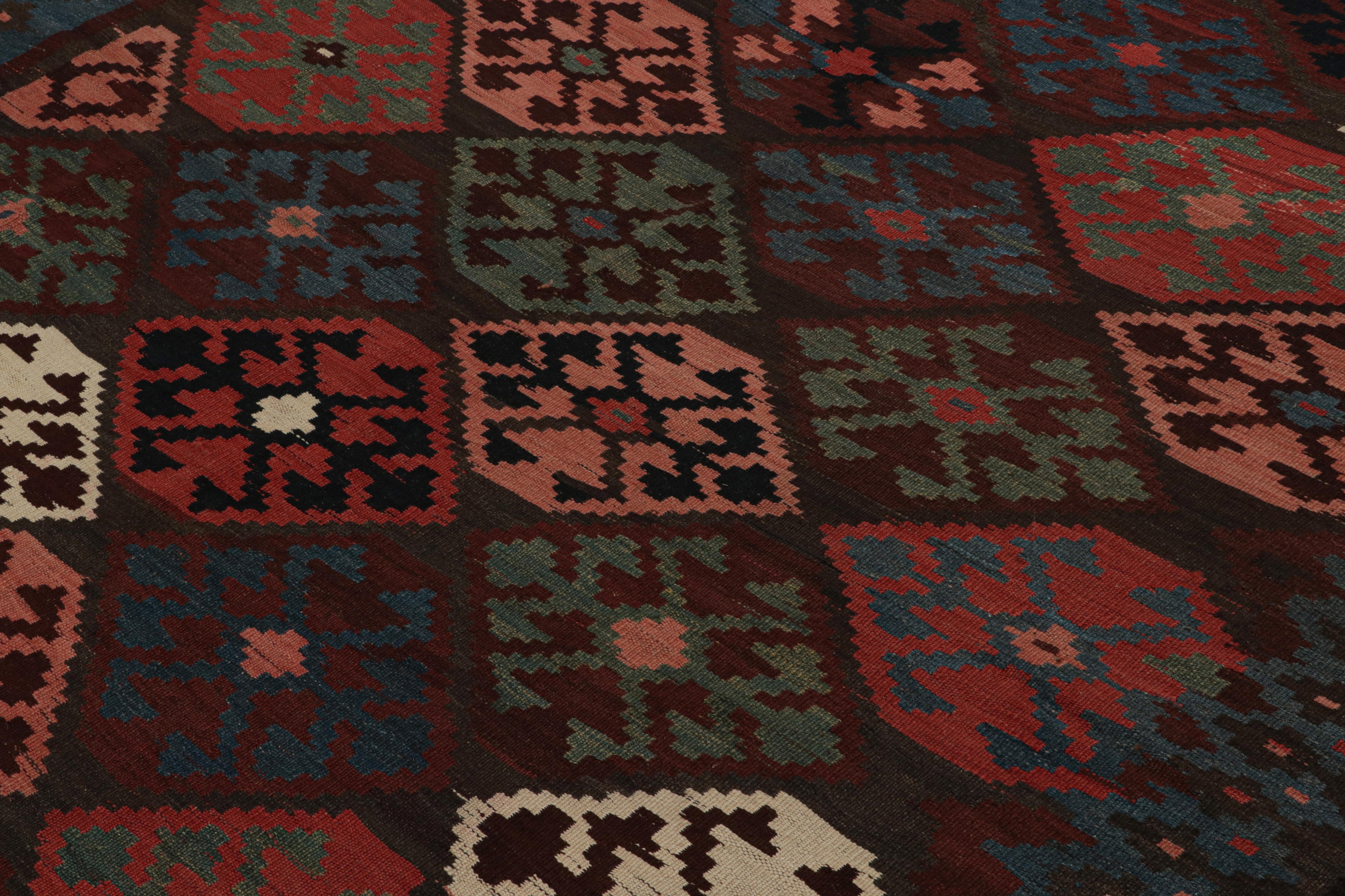Hand-Woven Vintage Tribal Kilim in Red, Blue-Brown Geometric Patterns, from Rug & Kilim For Sale