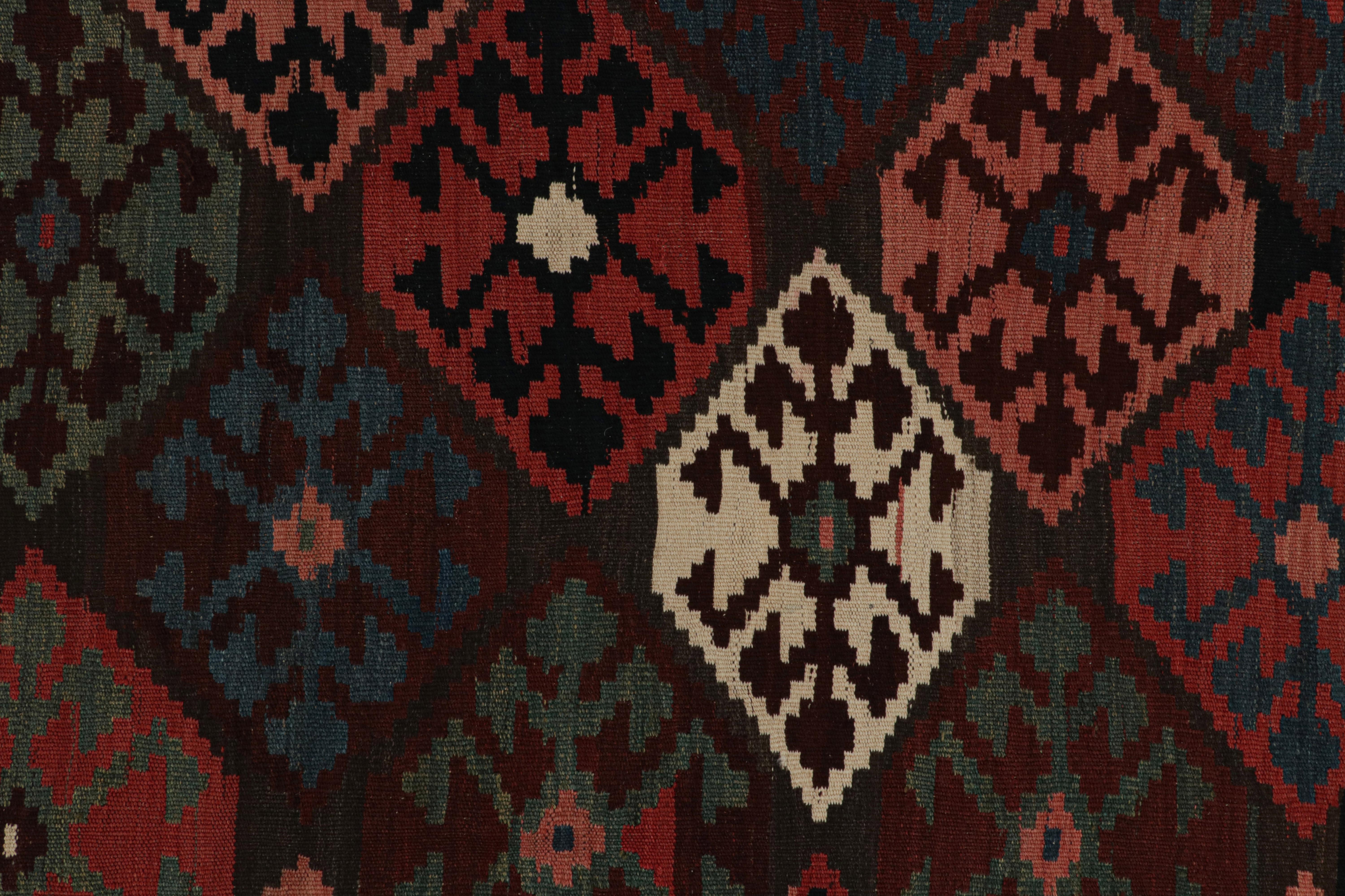 Mid-20th Century Vintage Tribal Kilim in Red, Blue-Brown Geometric Patterns, from Rug & Kilim For Sale