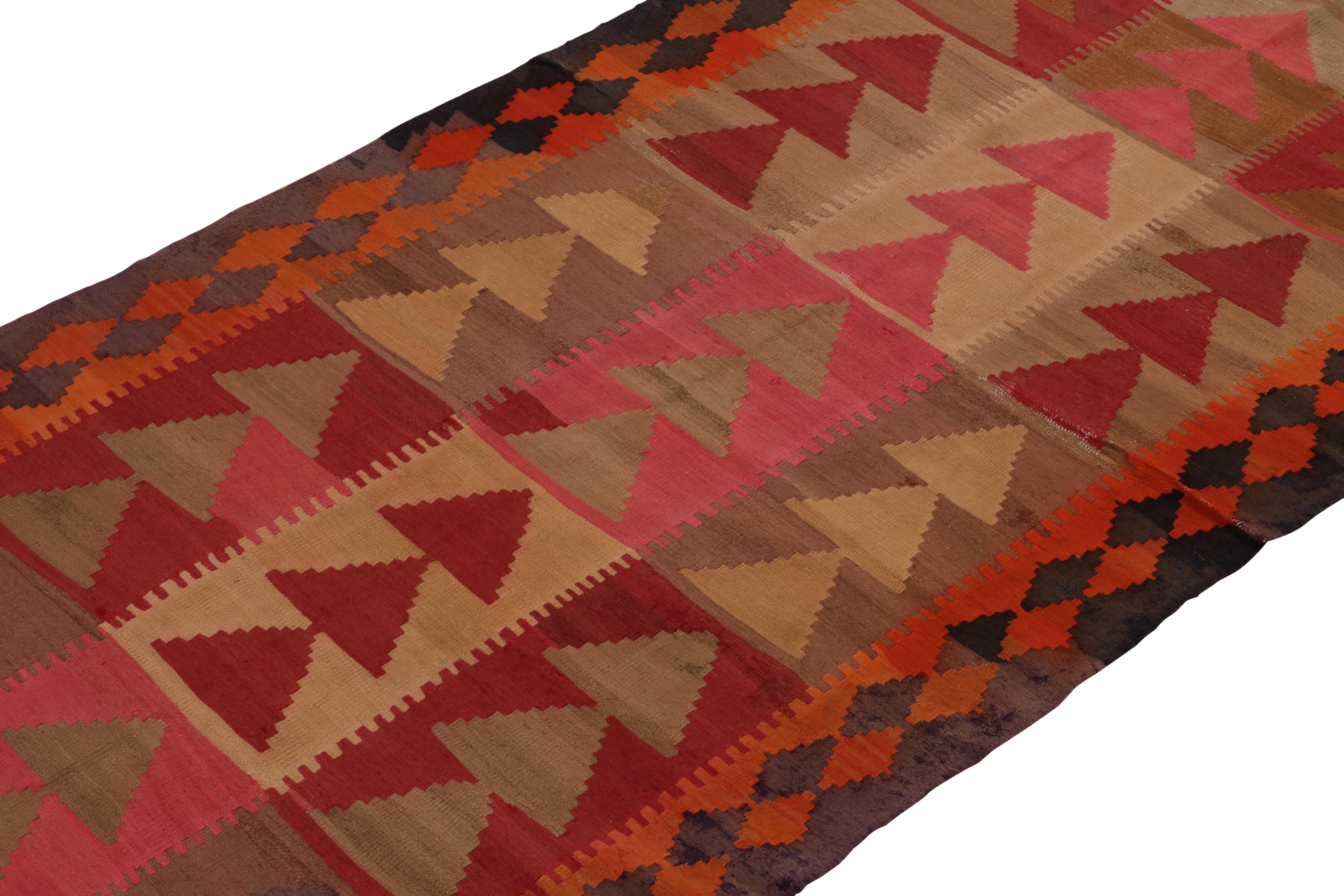 Hand-Knotted Vintage Tribal Kilim Rug in Beige & Multicolor Geometric Patterns by Rug & Kilim