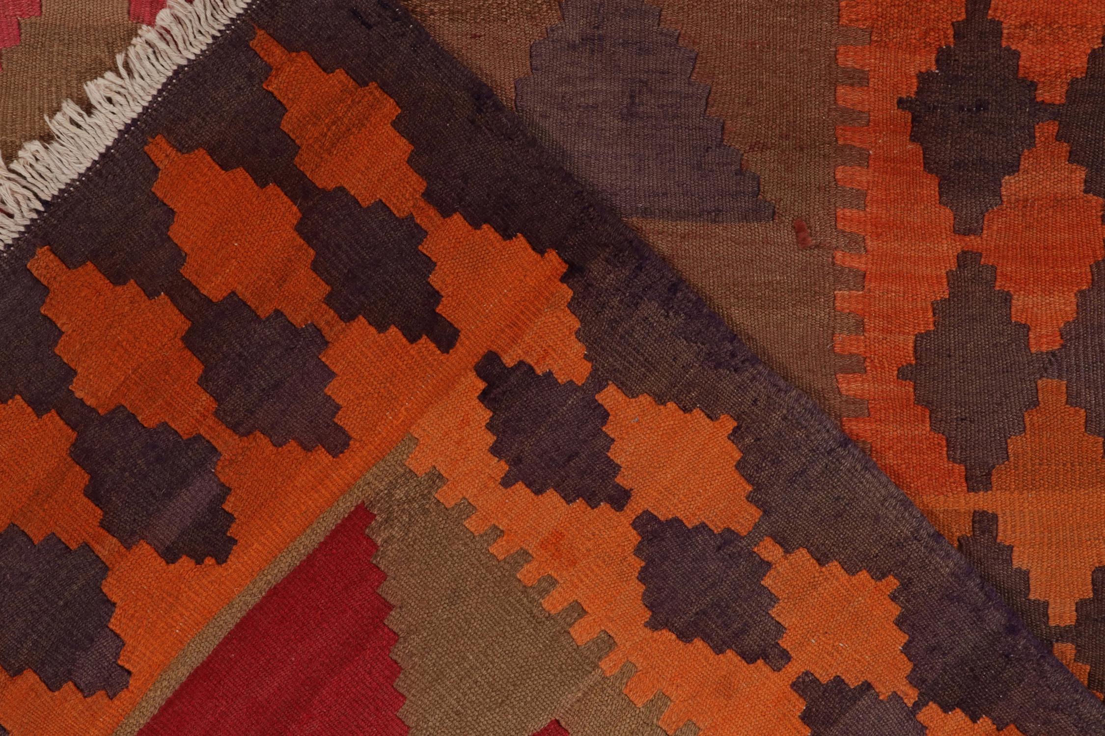 Wool Vintage Tribal Kilim Rug in Beige & Multicolor Geometric Patterns by Rug & Kilim