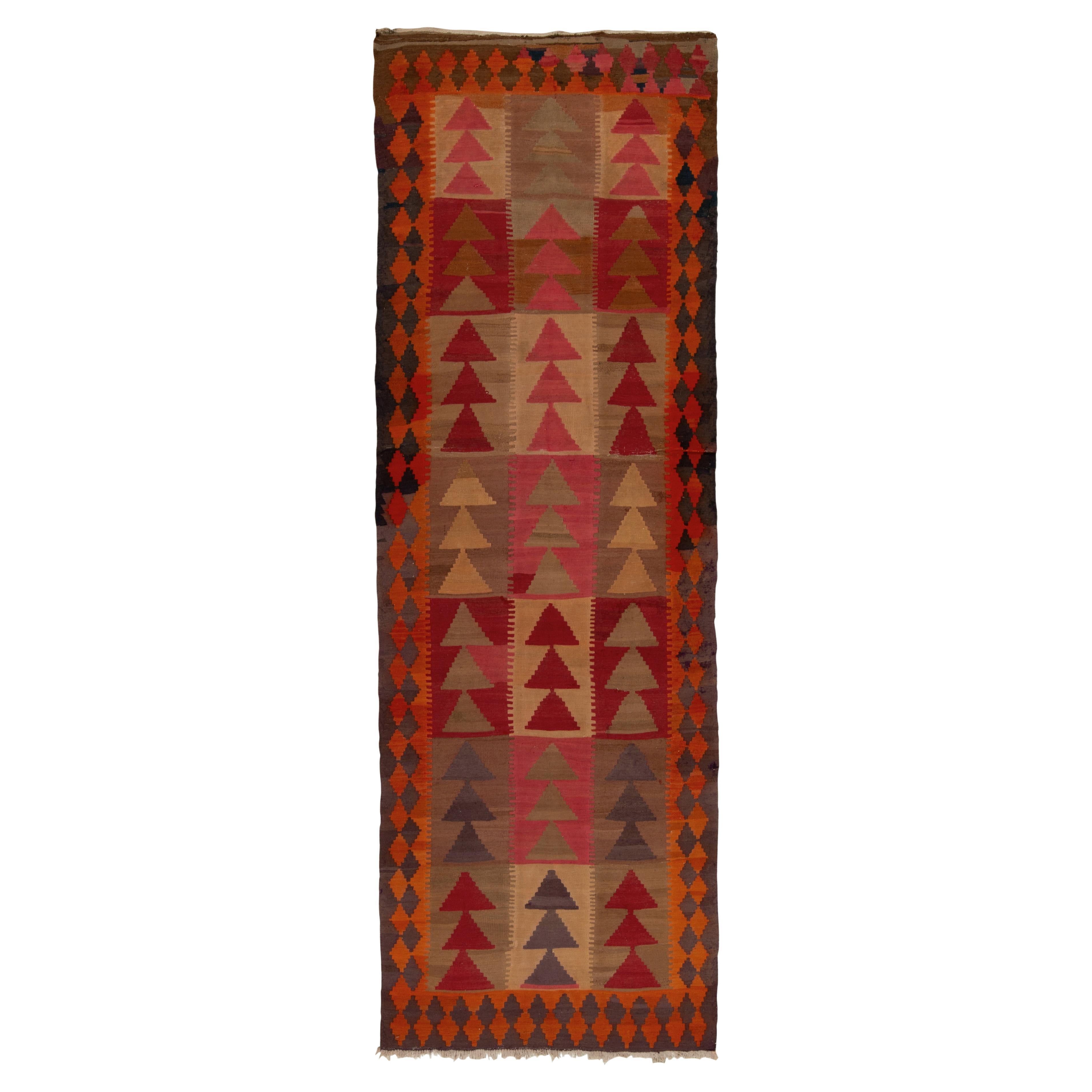 Vintage Tribal Kilim Rug in Beige & Multicolor Geometric Patterns by Rug & Kilim For Sale