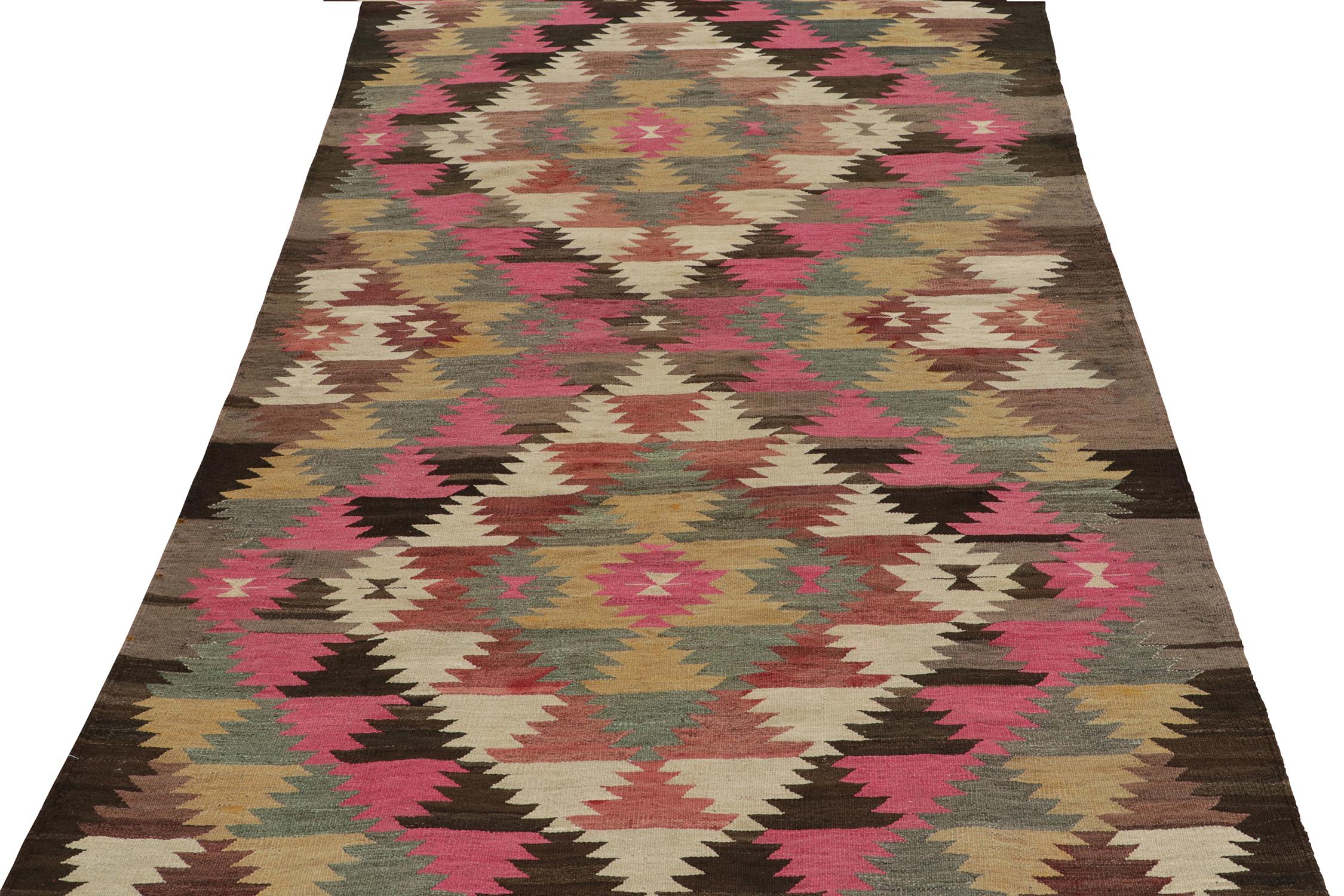 Turkish Vintage Tribal Kilim Rug in Polychromatic Geometric Pattern by Rug & Kilim For Sale