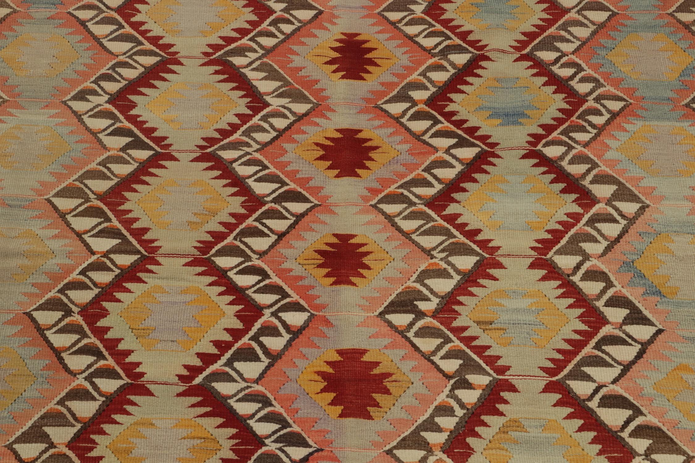 Hand-Woven Vintage Tribal kilim rug in Polychromatic Geometric Pattern by Rug & Kilim For Sale