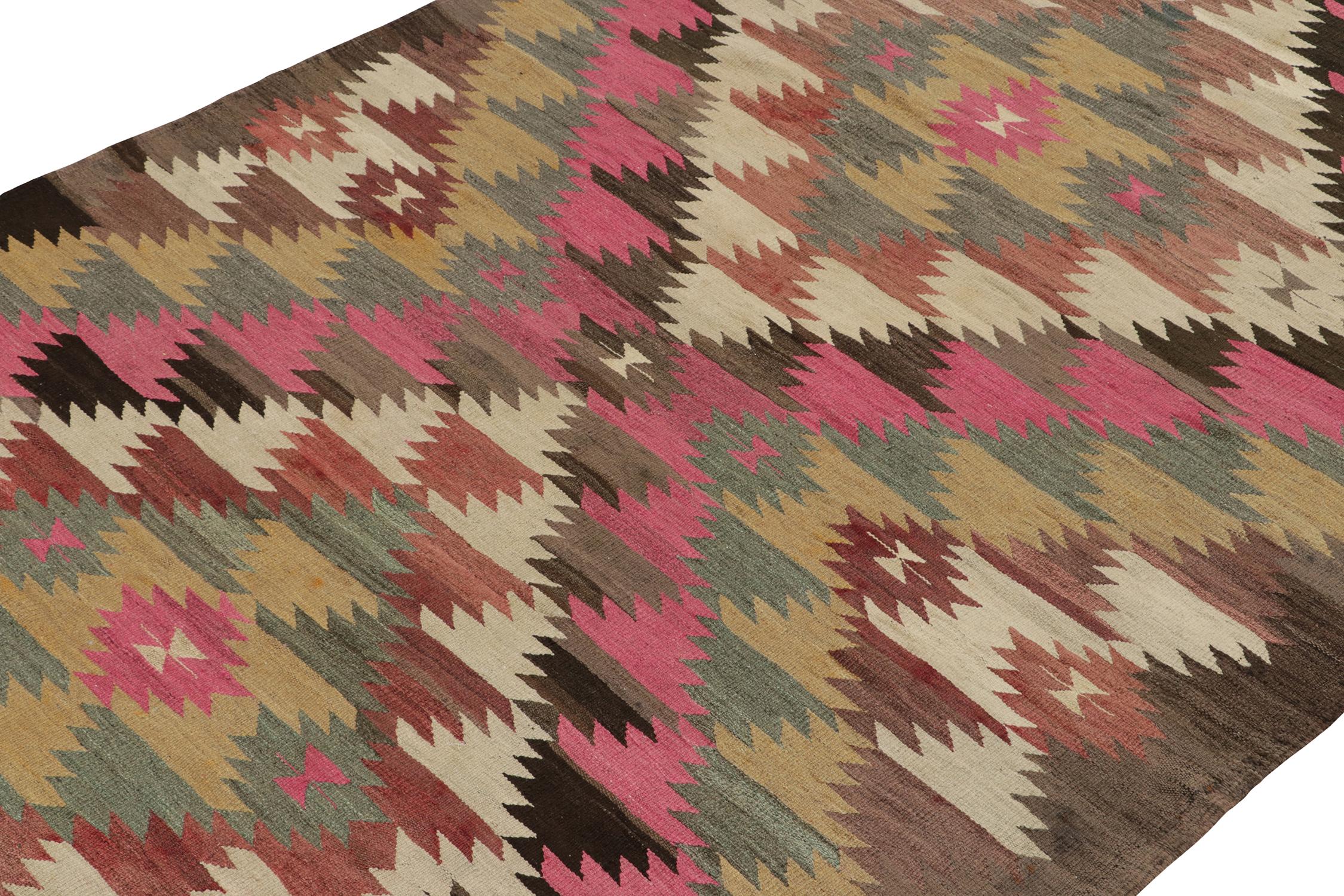 Hand-Knotted Vintage Tribal Kilim Rug in Polychromatic Geometric Pattern by Rug & Kilim For Sale