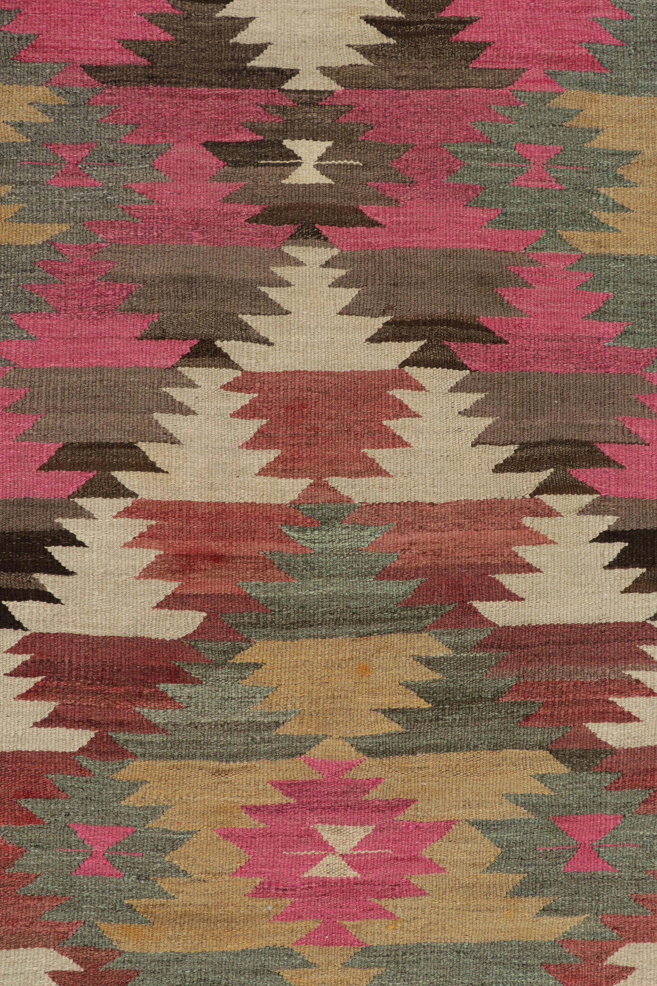 Mid-20th Century Vintage Tribal Kilim Rug in Polychromatic Geometric Pattern by Rug & Kilim For Sale