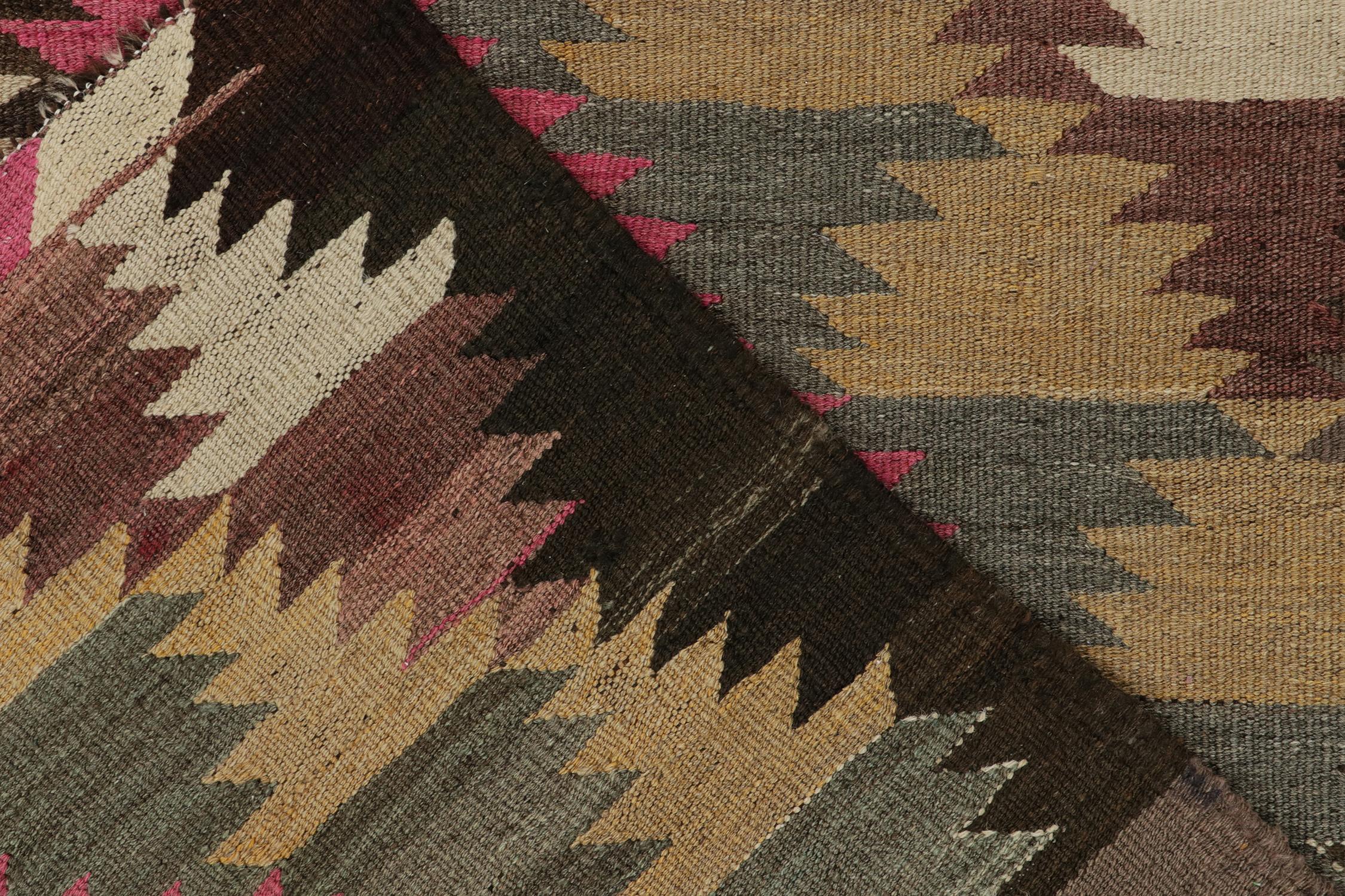 Wool Vintage Tribal Kilim Rug in Polychromatic Geometric Pattern by Rug & Kilim For Sale