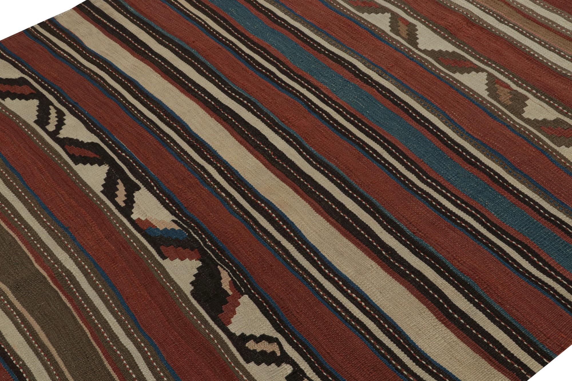 Hand-Woven Vintage Tribal Kilim rug in Polychromatic Geometric Patterns by Rug & Kilim For Sale