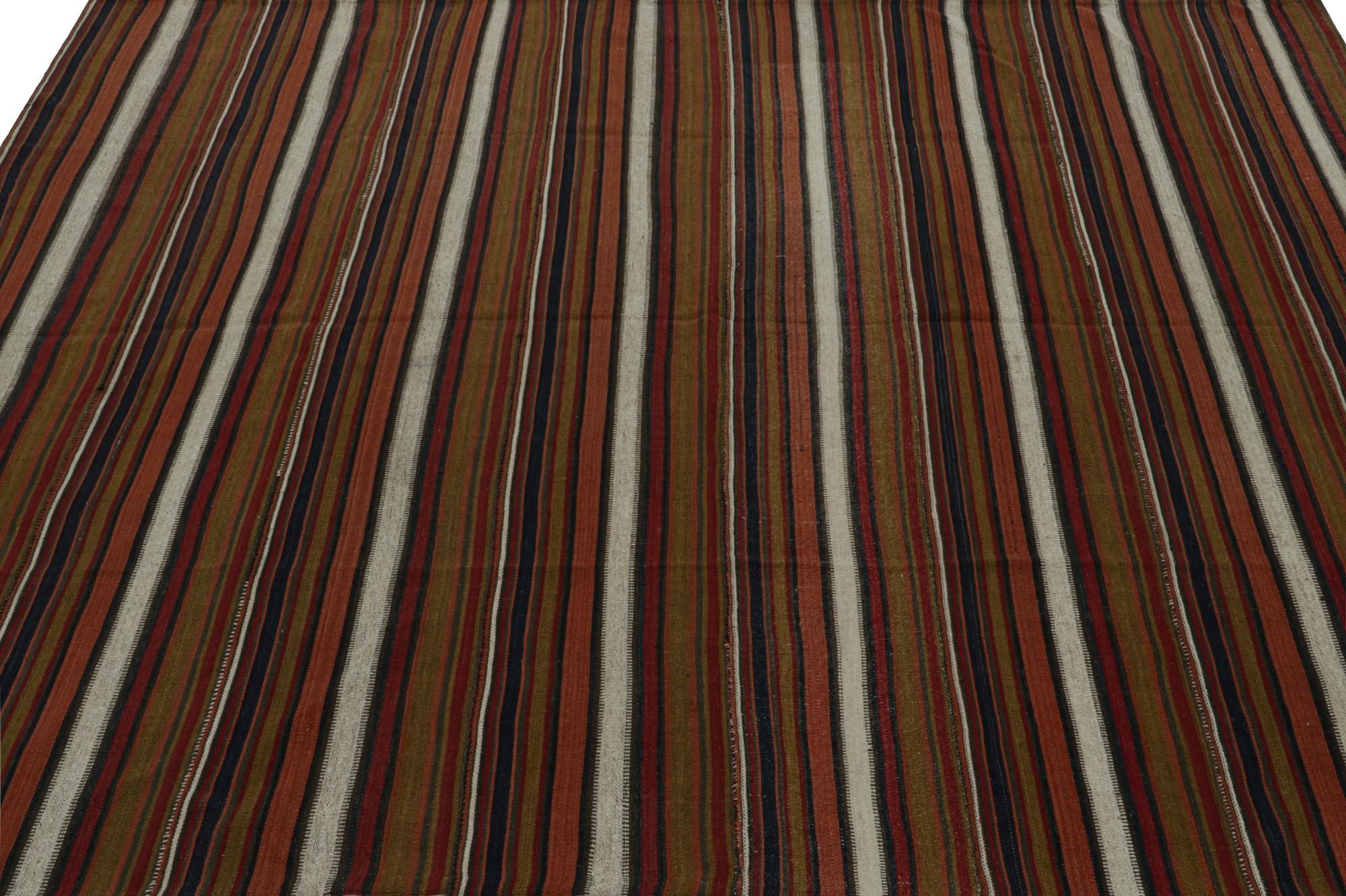 Afghan Vintage Tribal Kilim rug in Polychromatic Stripes by Rug & Kilim For Sale