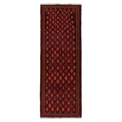 Tapis Kilim tribal vintage à motifs géométriques rouges, noirs et bleus par Rug & Kilim