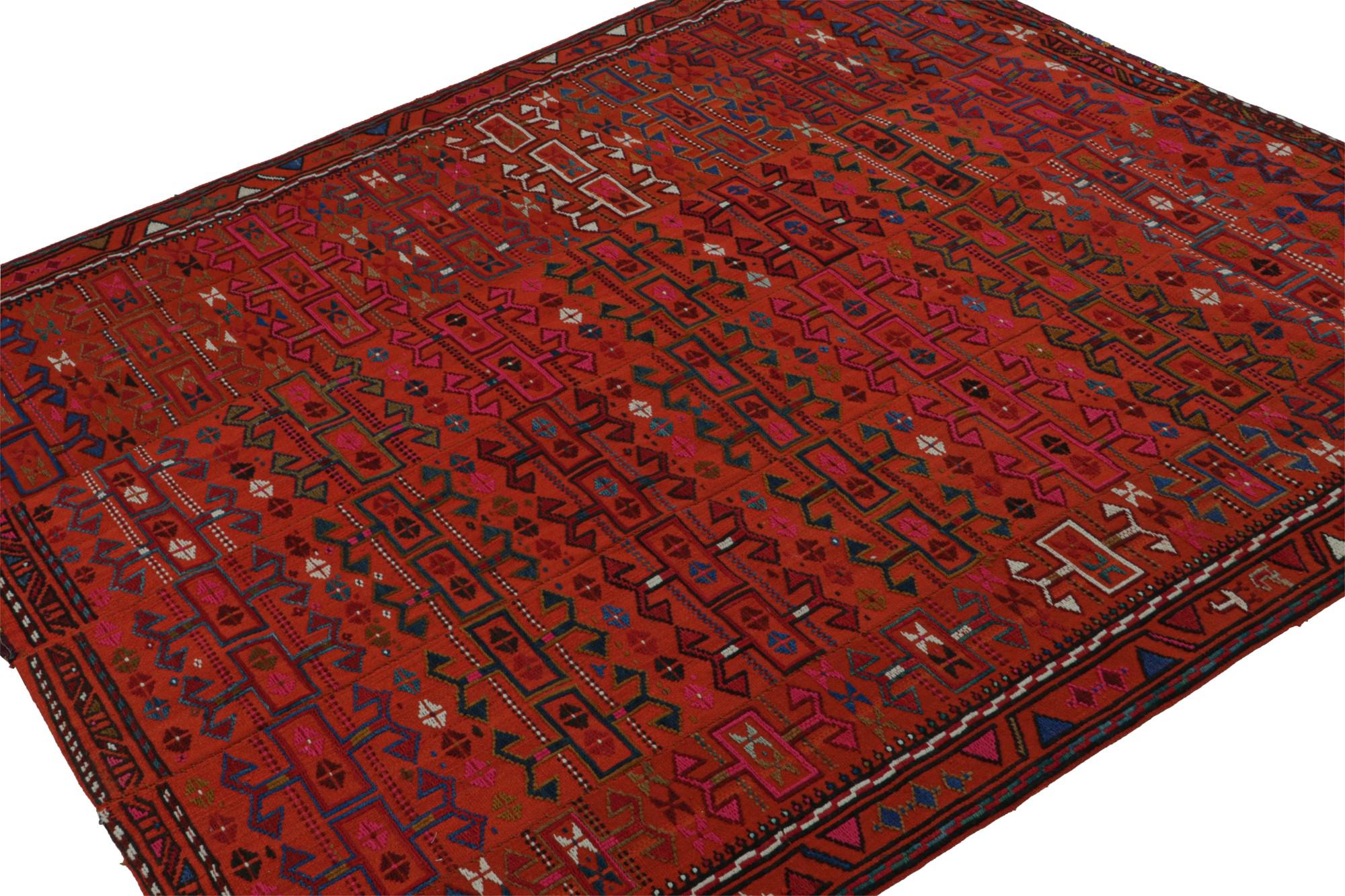 This vintage 5x6 tribal Kilim is a new addition to Rug & Kilim’s mid-century curations. Handwoven in wool, it originates from Afghanistan circa 1950-1960.

On the Design: 

This flat weave is probably a special piece in the palas style, possibly