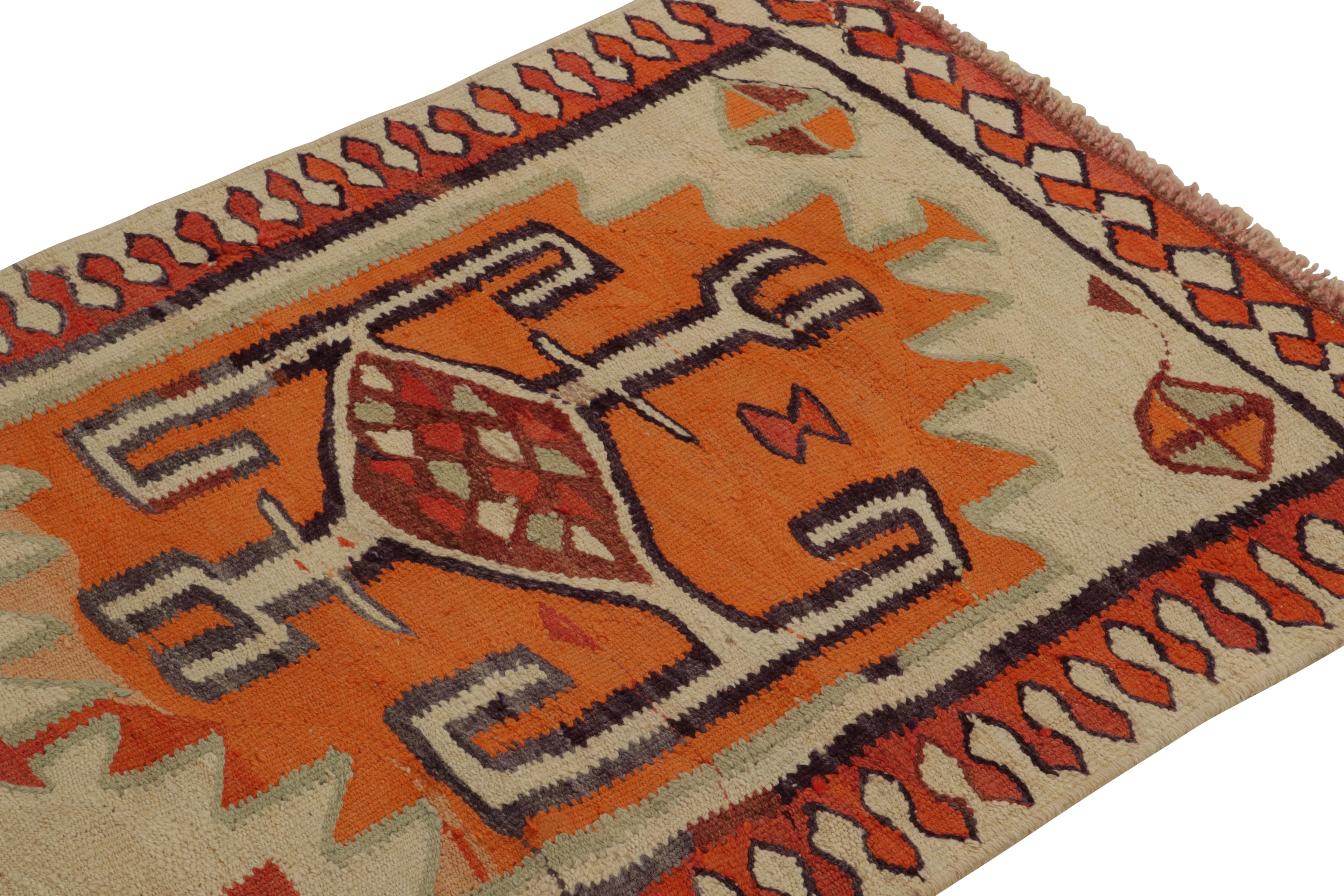 Vintage Tribal Kilim Runner in Beige, Red and Geometric Pattern by Rug & Kilim In Good Condition For Sale In Long Island City, NY