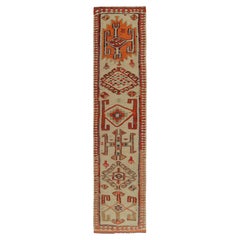 Vintage Tribal Kilim Runner in Beige, Red and Geometric Pattern by Rug & Kilim