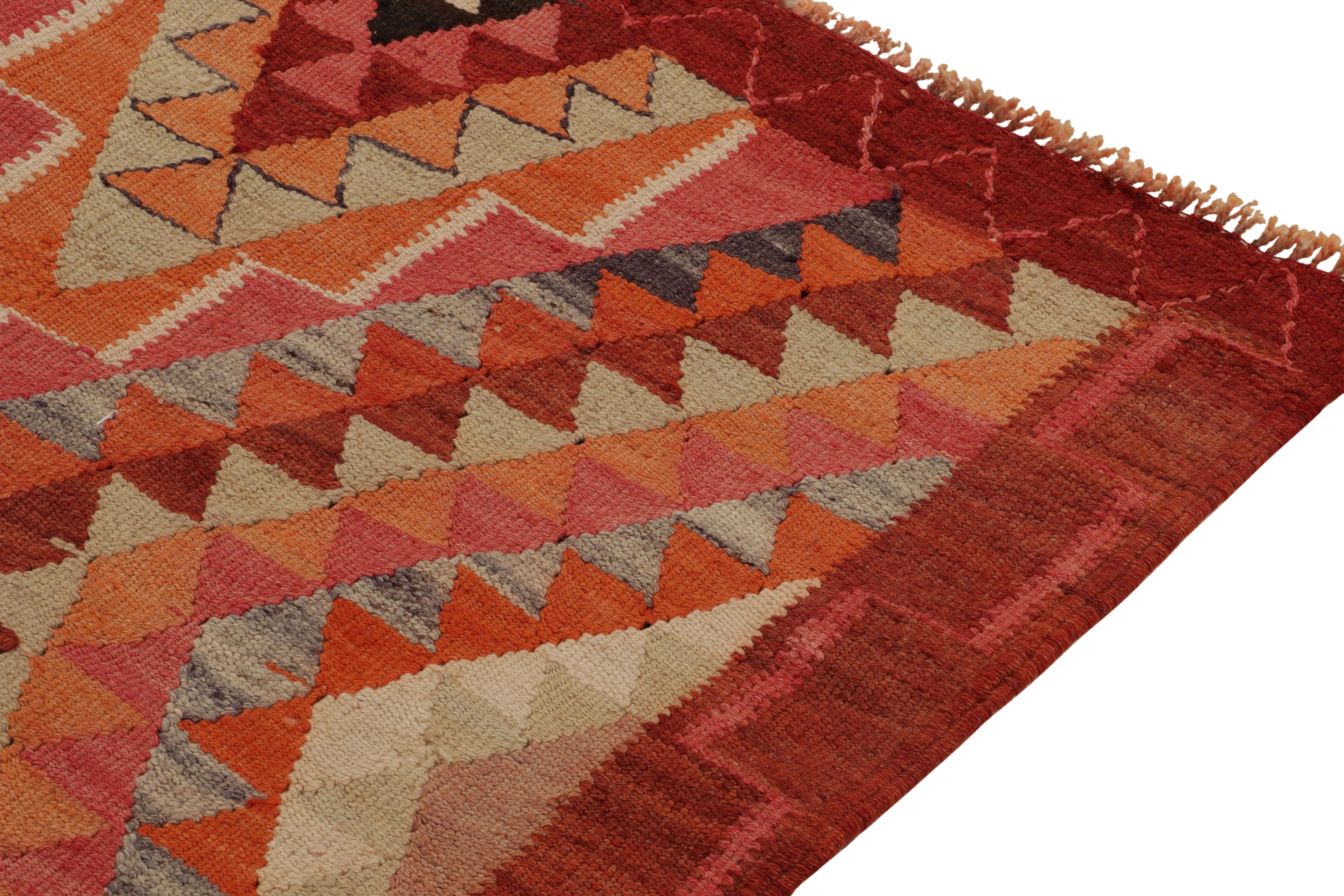 Vintage Tribal Kilim Runner in Red Brown Orange Geometric Pattern by Rug & Kilim In Good Condition For Sale In Long Island City, NY