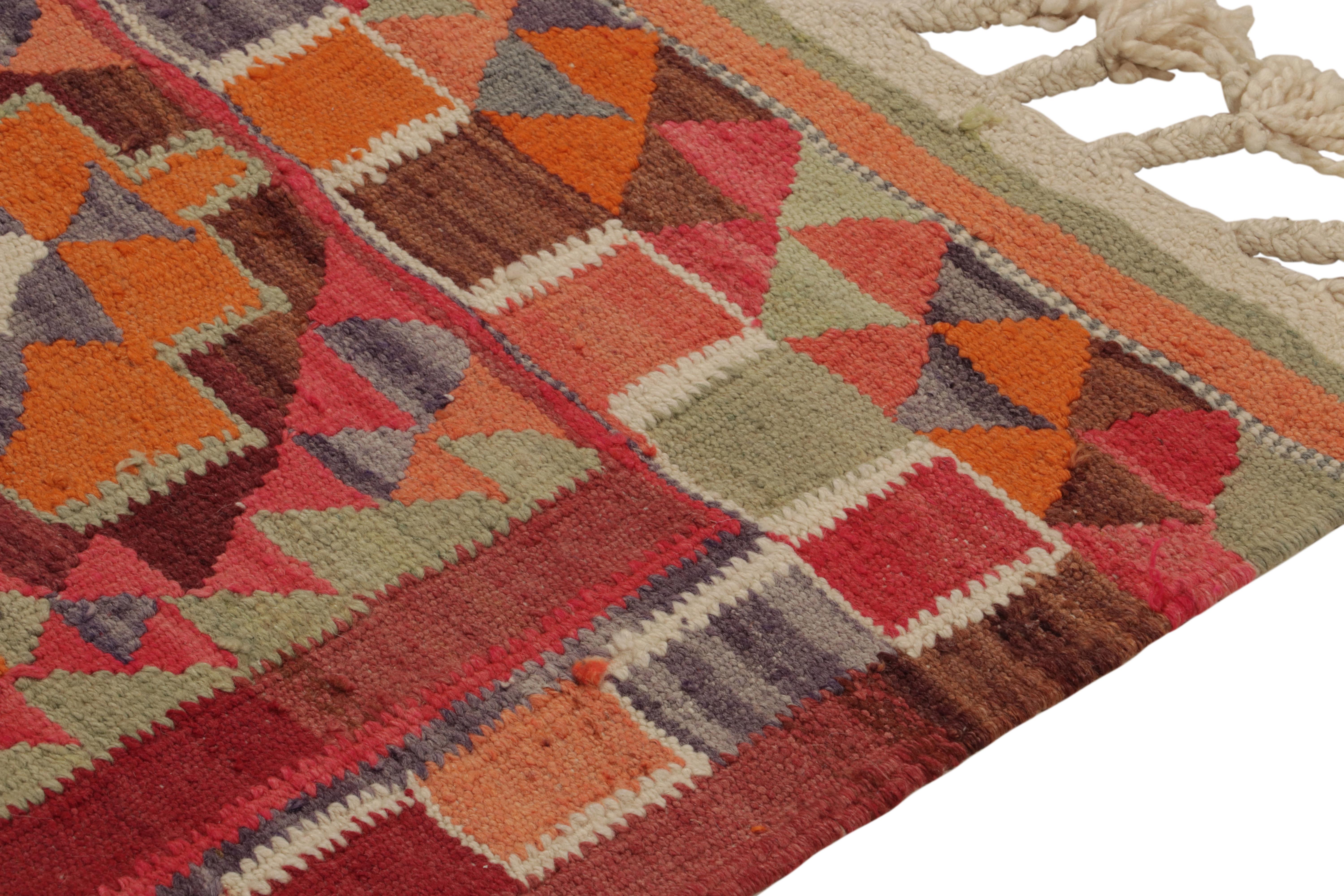 Vintage Tribal Kilim Runner in Red Orange and Geometric Pattern by Rug & Kilim In Good Condition For Sale In Long Island City, NY