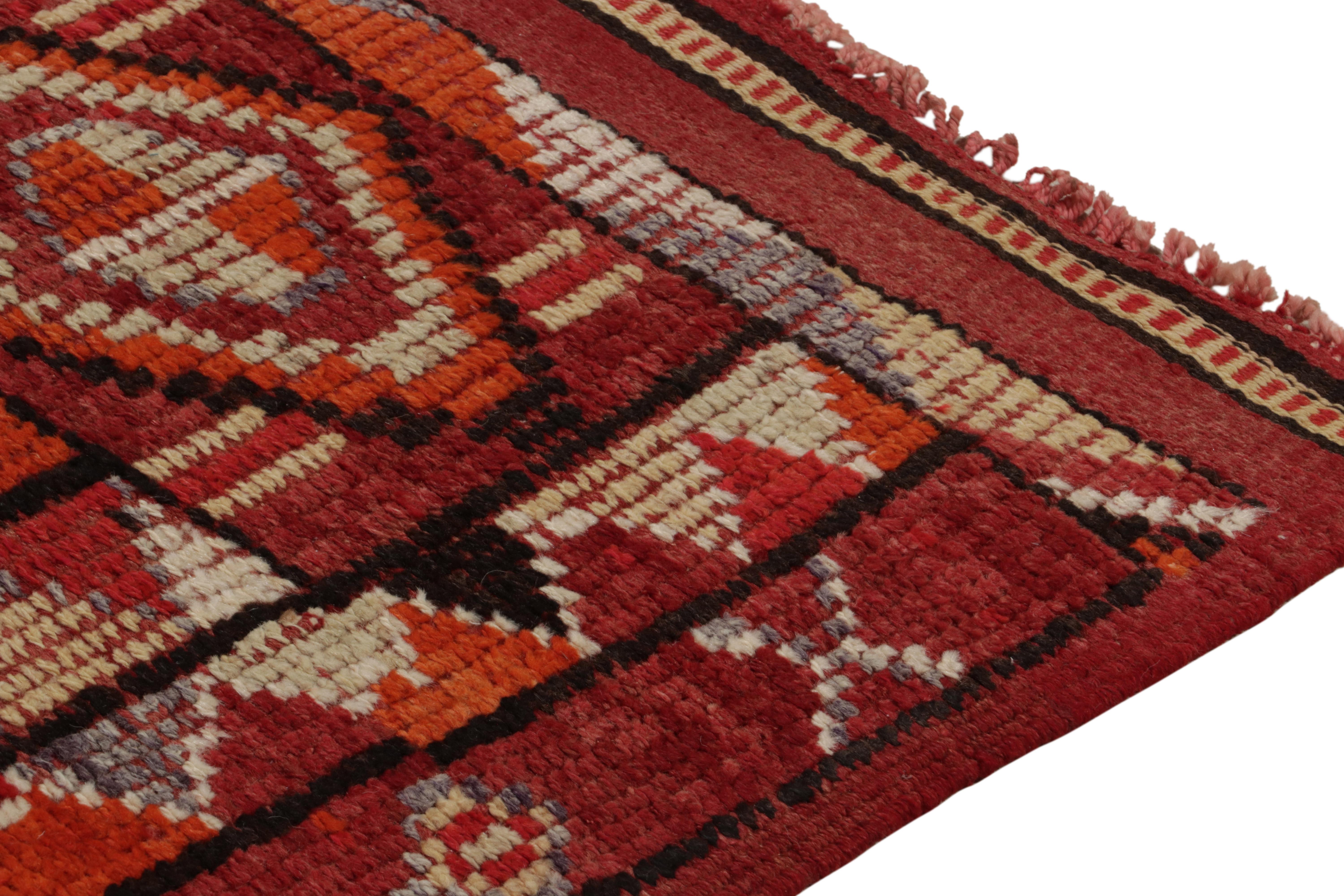 Vintage Tribal Kilim Runner Red with Vibrant Geometric Patterns by Rug & Kilim In Good Condition For Sale In Long Island City, NY