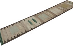 Vintage Tribal Kilim runner rug in Brown and Blue Patterns by Rug & Kilim