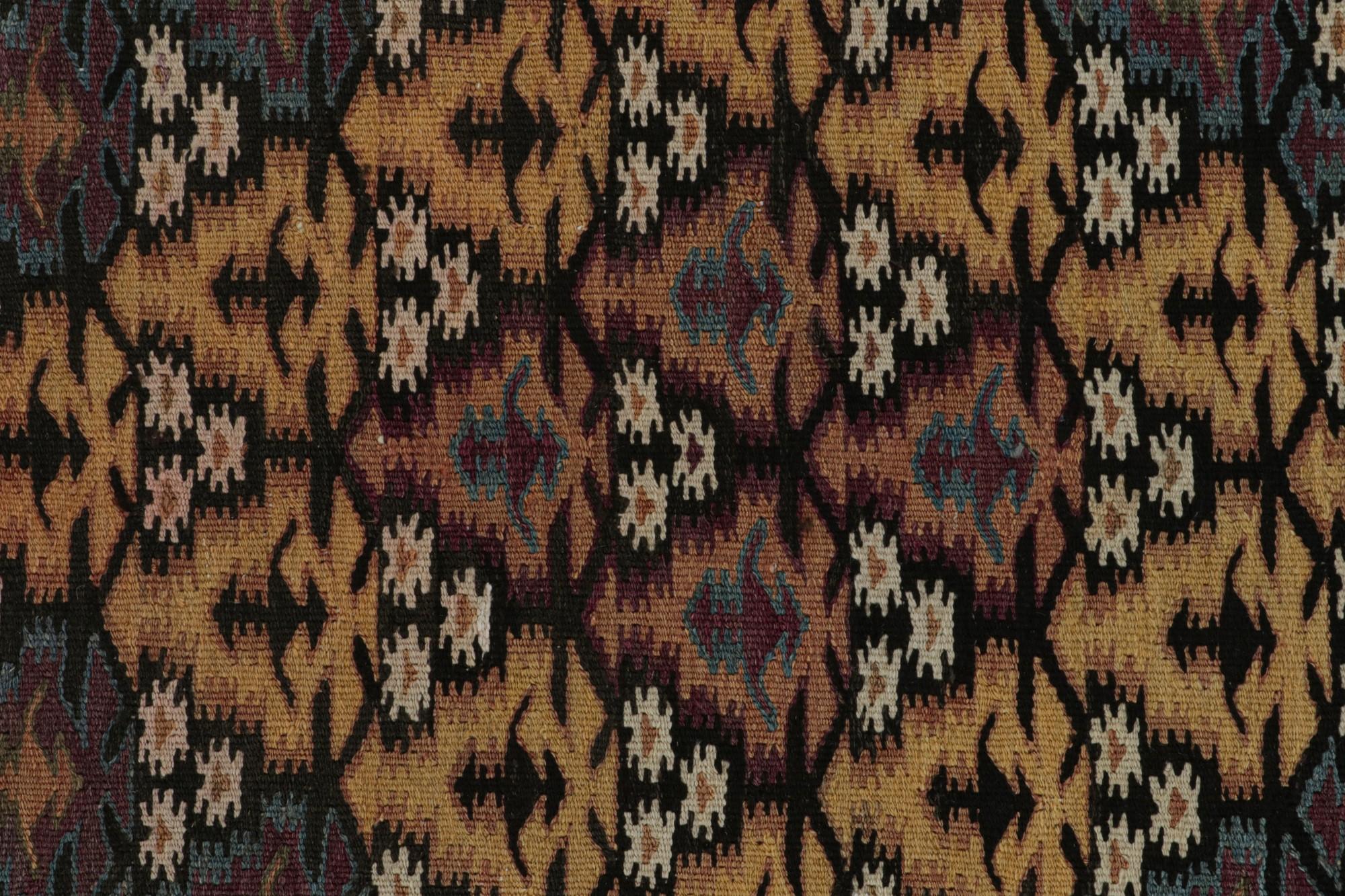 Wool Vintage Tribal Kilim runner rug with Polychromatic Patterns by Rug & Kilim For Sale