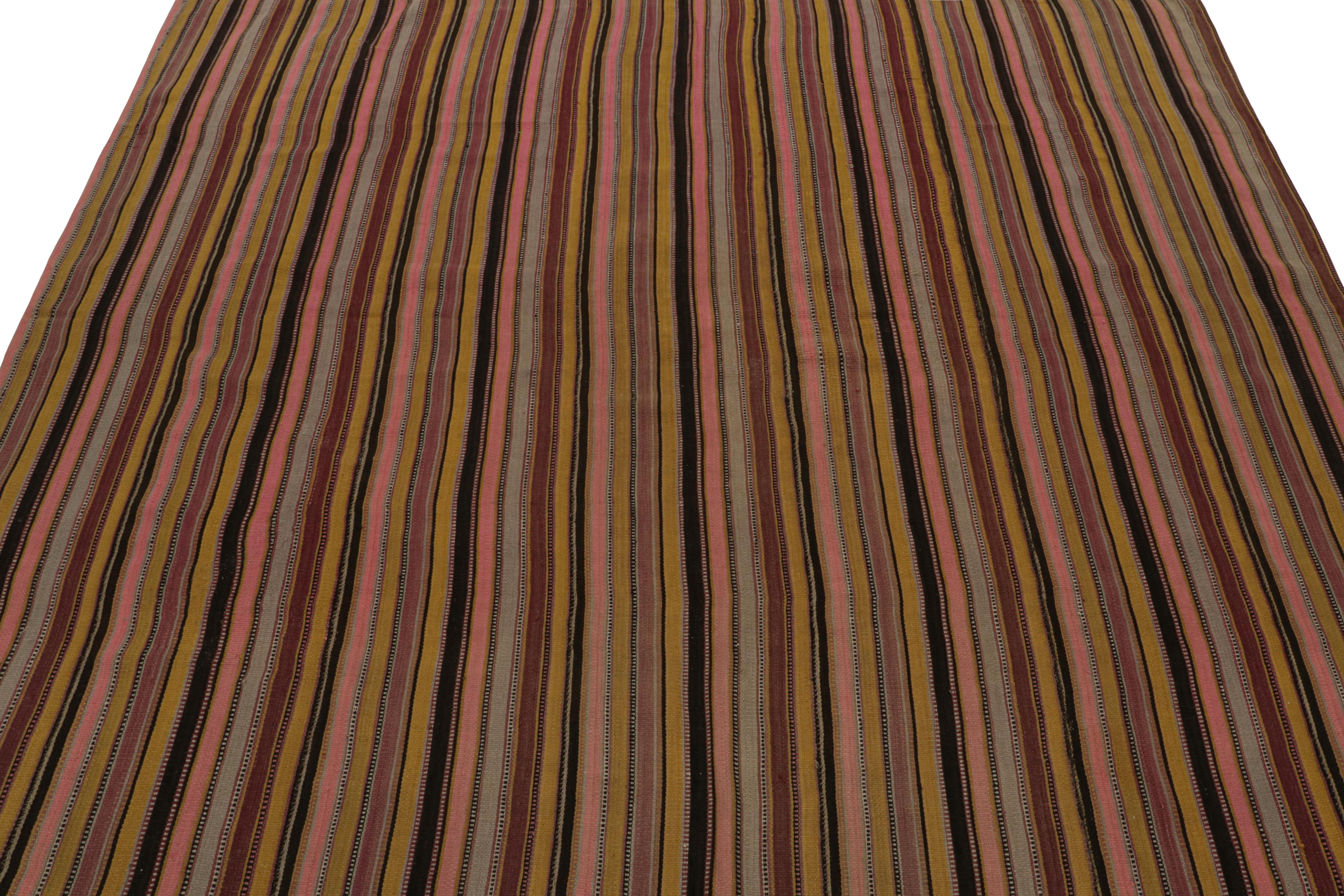 Afghan Vintage Tribal Kilim Square Rug with Colorful Stripes, from Rug & Kilim For Sale