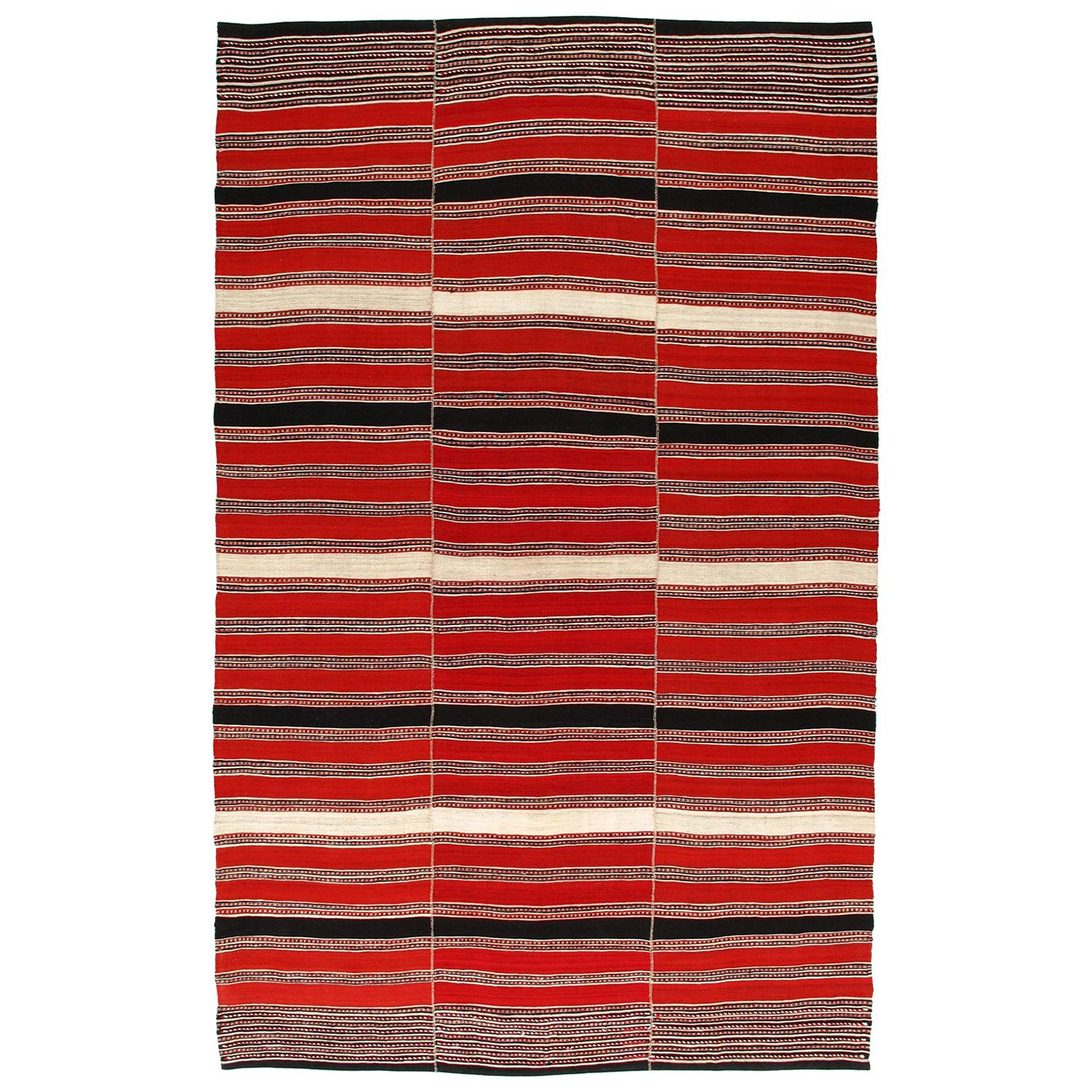 Vintage Tribal Mid-Century Modern Persian Flat-Weave Rug