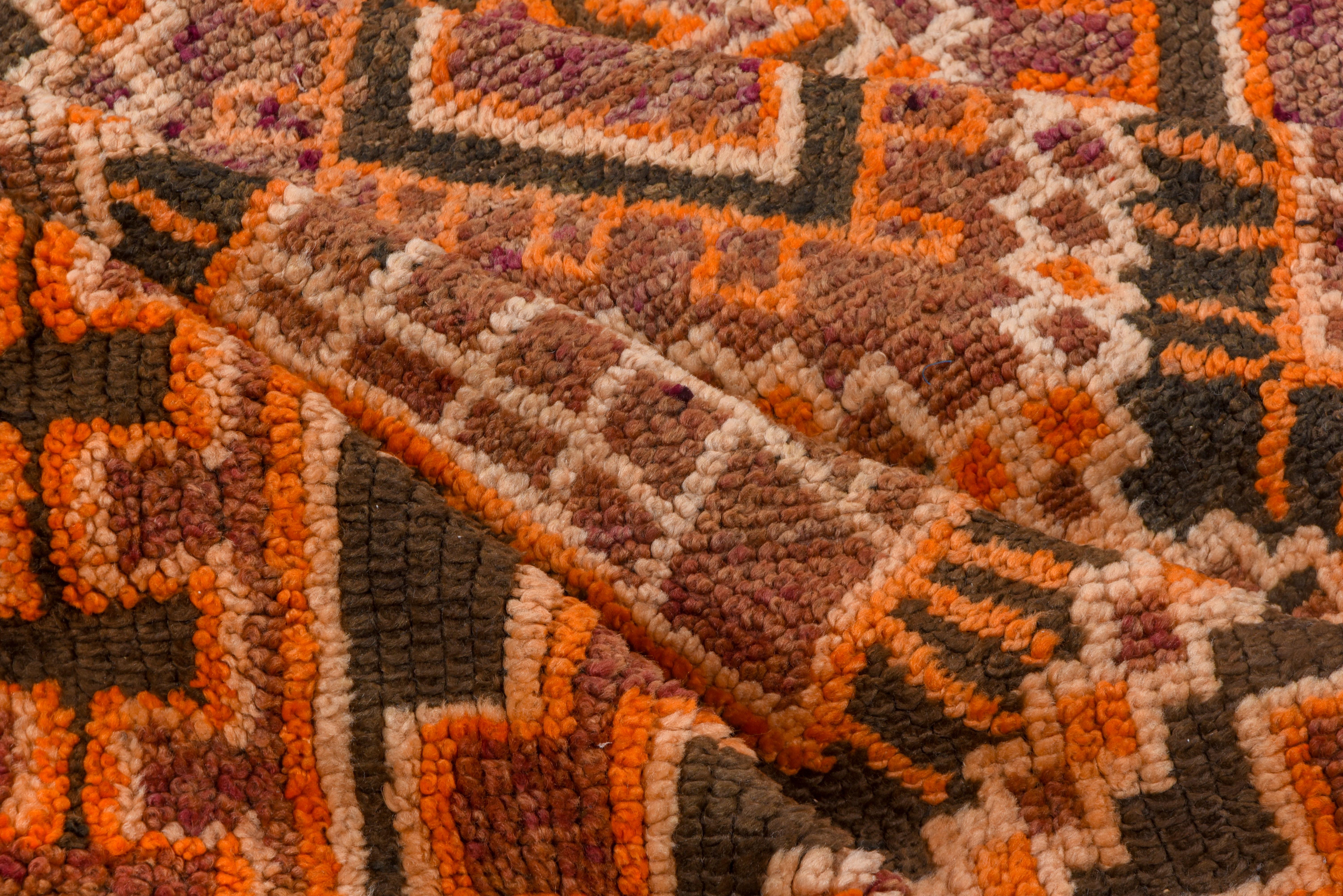 Vintage Tribal Moroccan Azilal Gallery Carpet, Orange Brown and Purple Tones In Good Condition For Sale In New York, NY