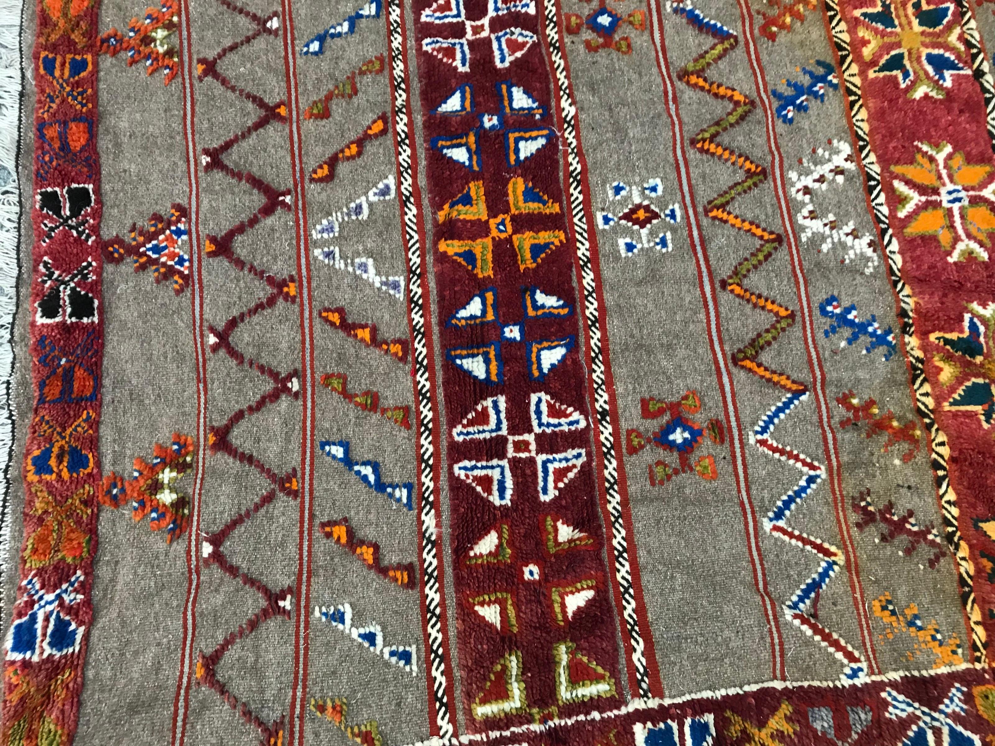 Vintage Tribal Moroccan Berbere Rug For Sale 6