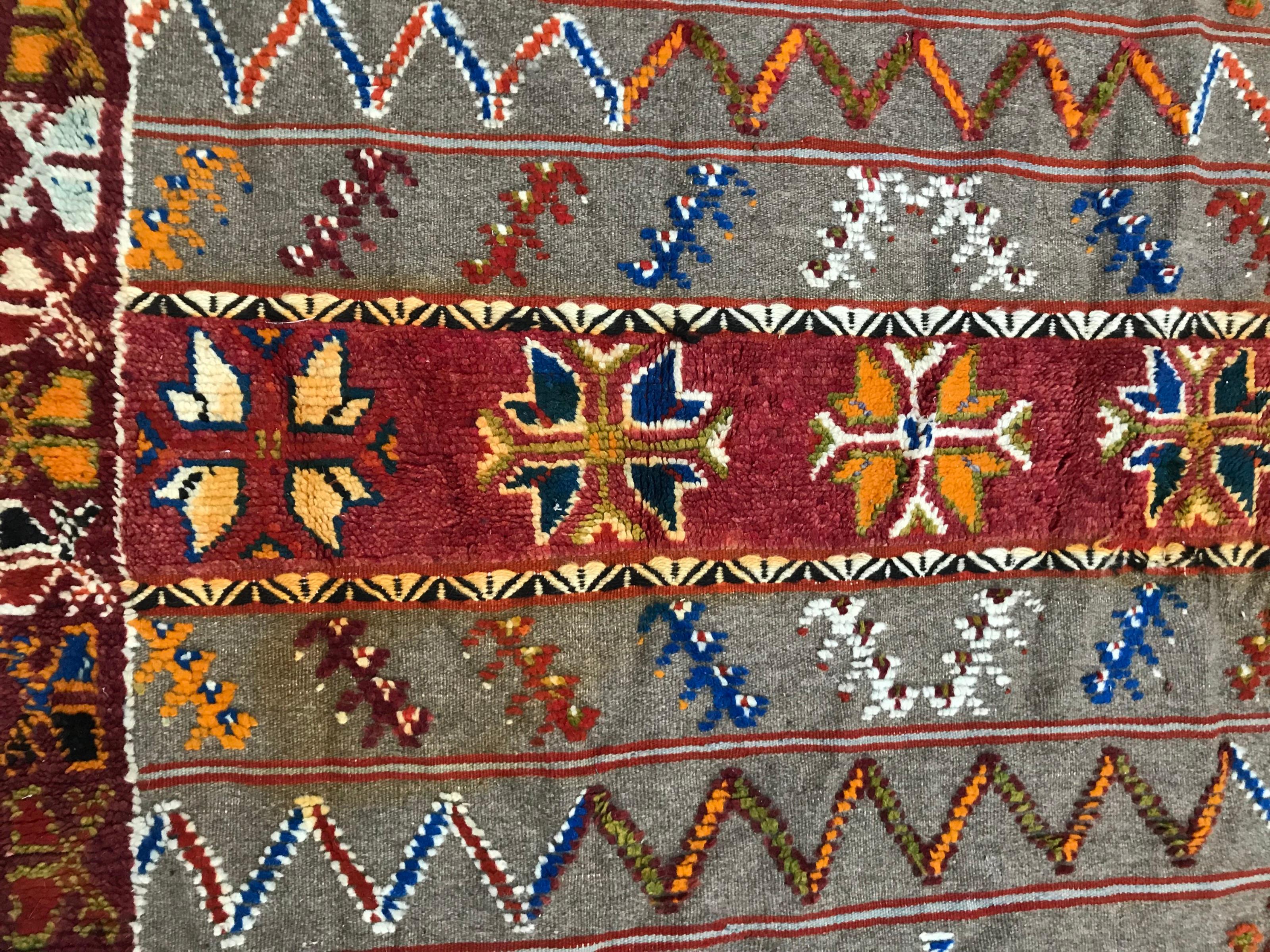 Wool Vintage Tribal Moroccan Berbere Rug For Sale