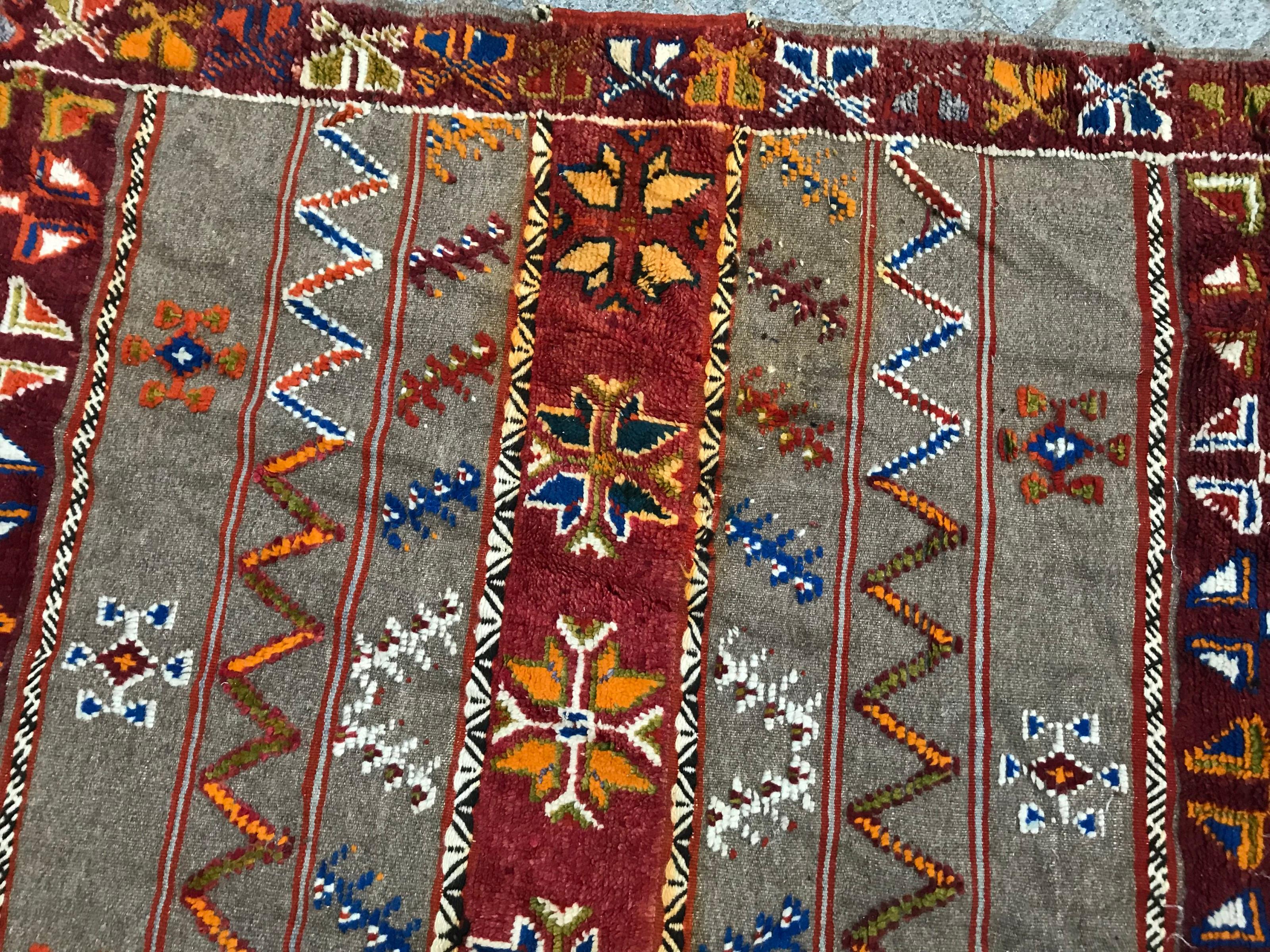 Vintage Tribal Moroccan Berbere Rug For Sale 1