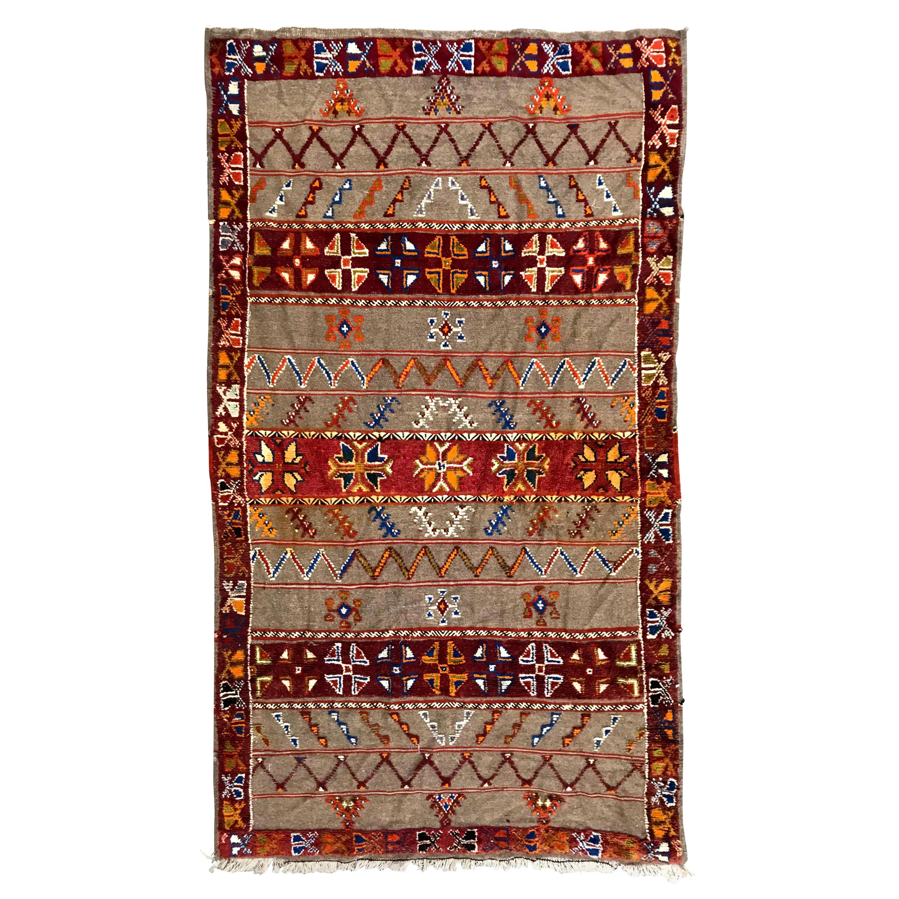 Vintage Tribal Moroccan Berbere Rug For Sale
