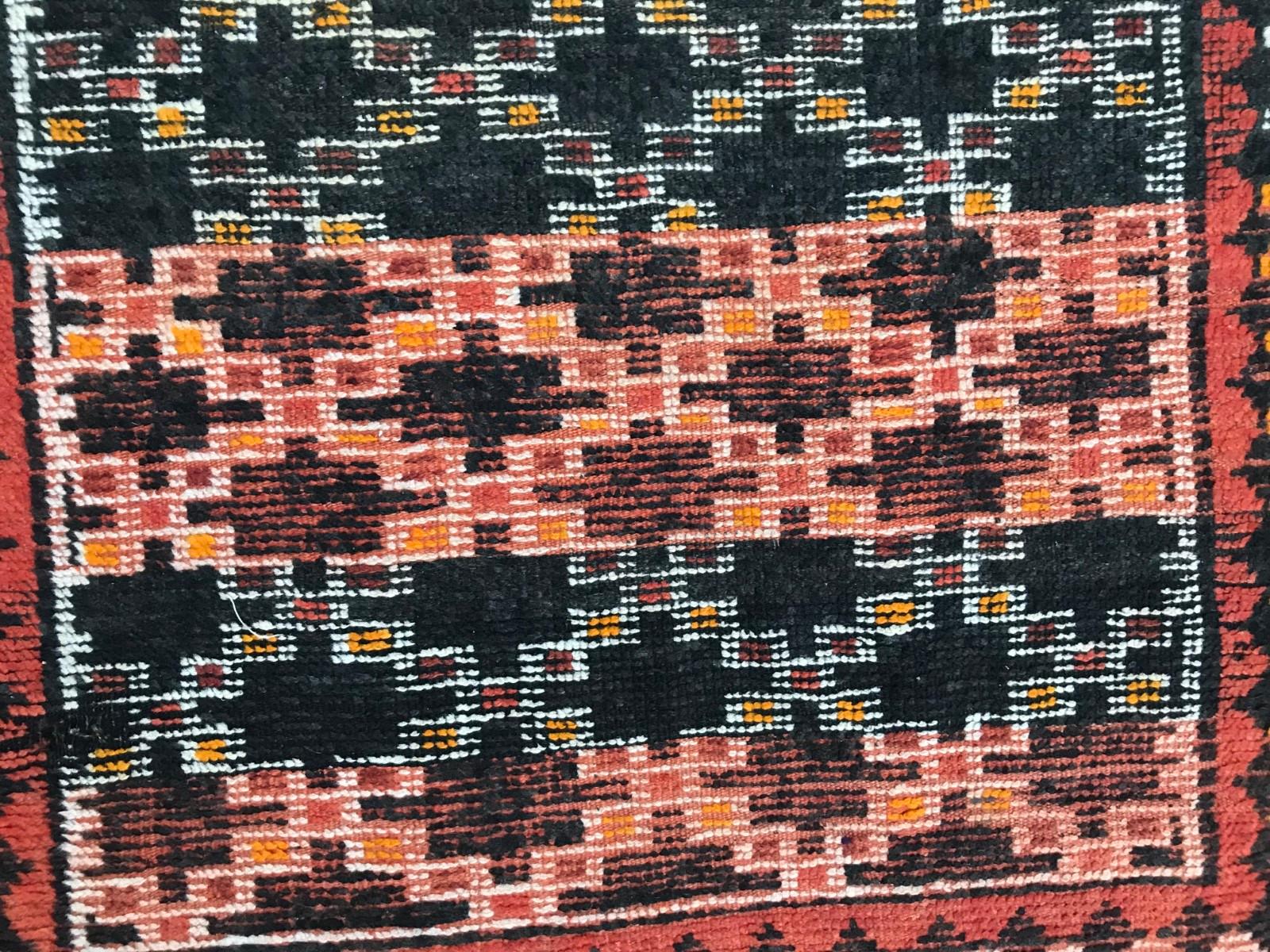 Beautiful little Moroccan tribal rug wool velvet on wool foundation.