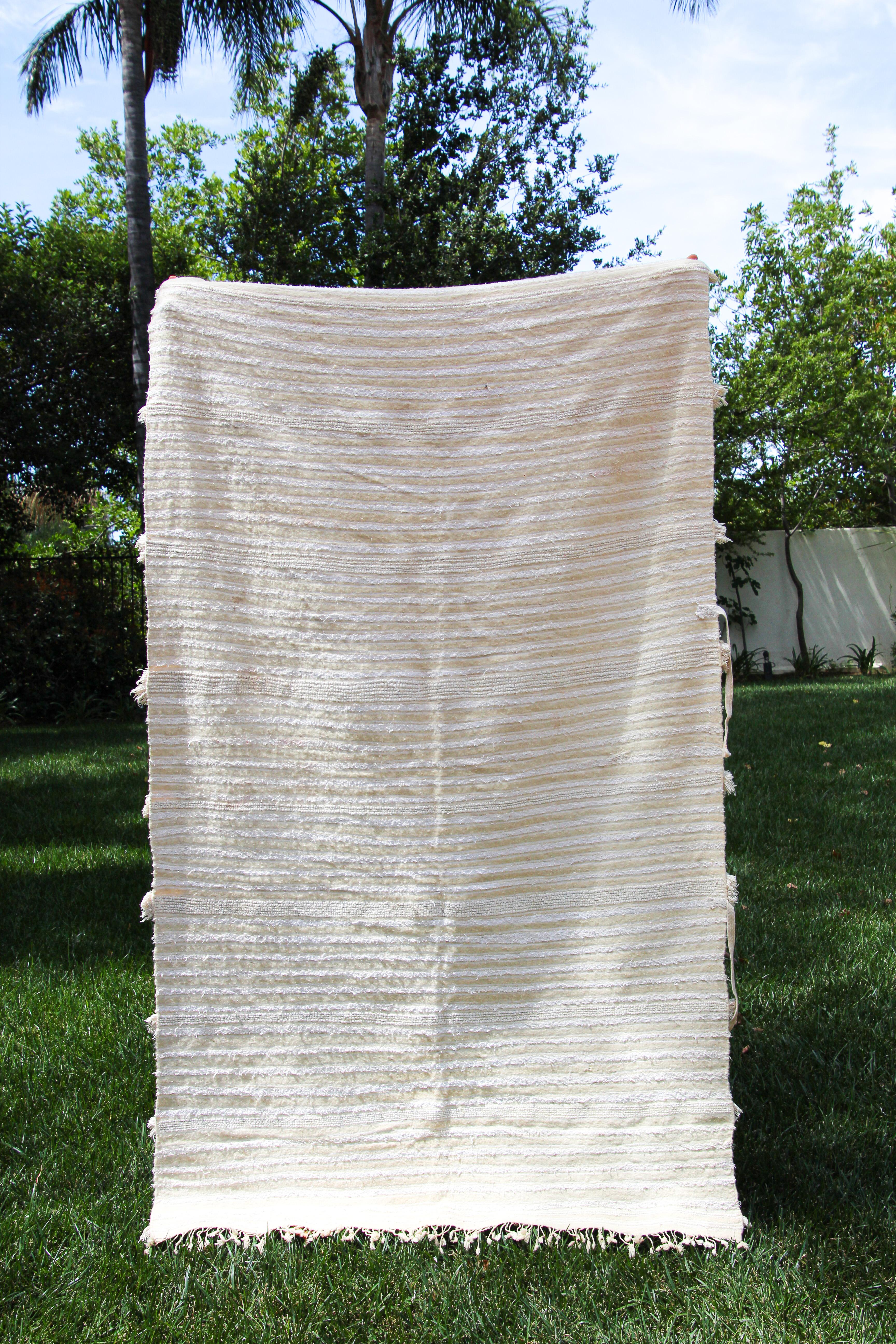 20th Century 1960s Vintage Tribal Moroccan Handcrafted Wedding Blanket Throw For Sale