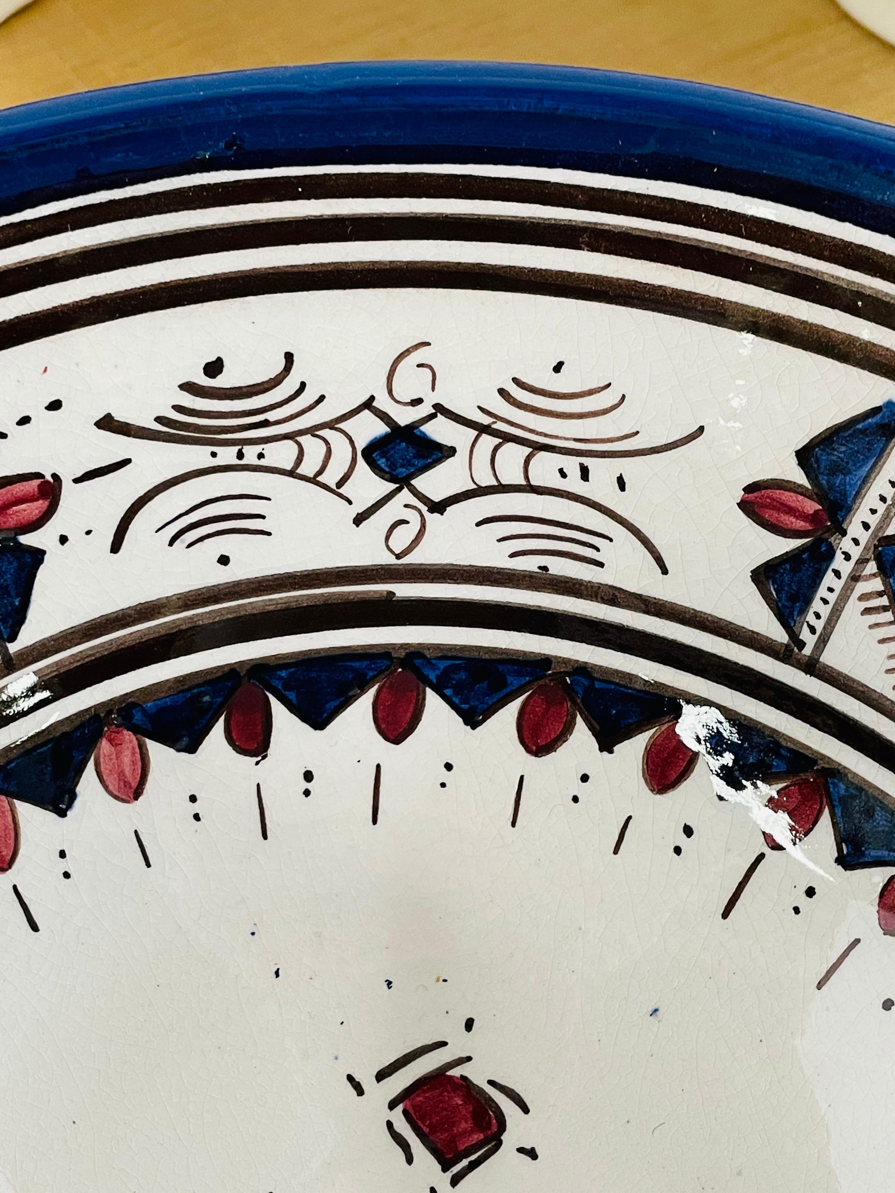 Ceramic Vintage Tribal Moroccan Handmade Bowls, Set of Three