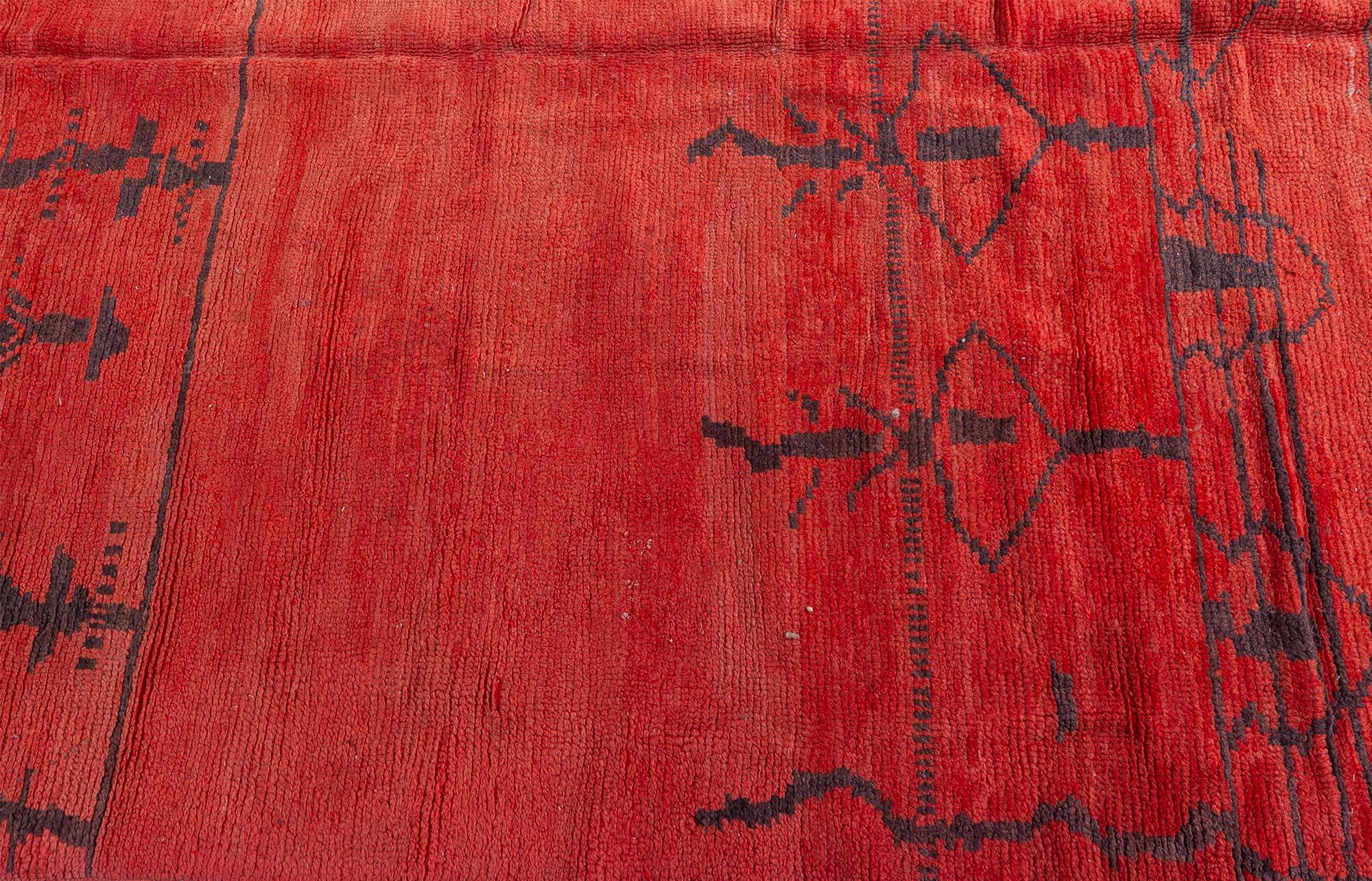 Vintage tribal Moroccan motifs orange, black handmade wool rug
Size: 6'1