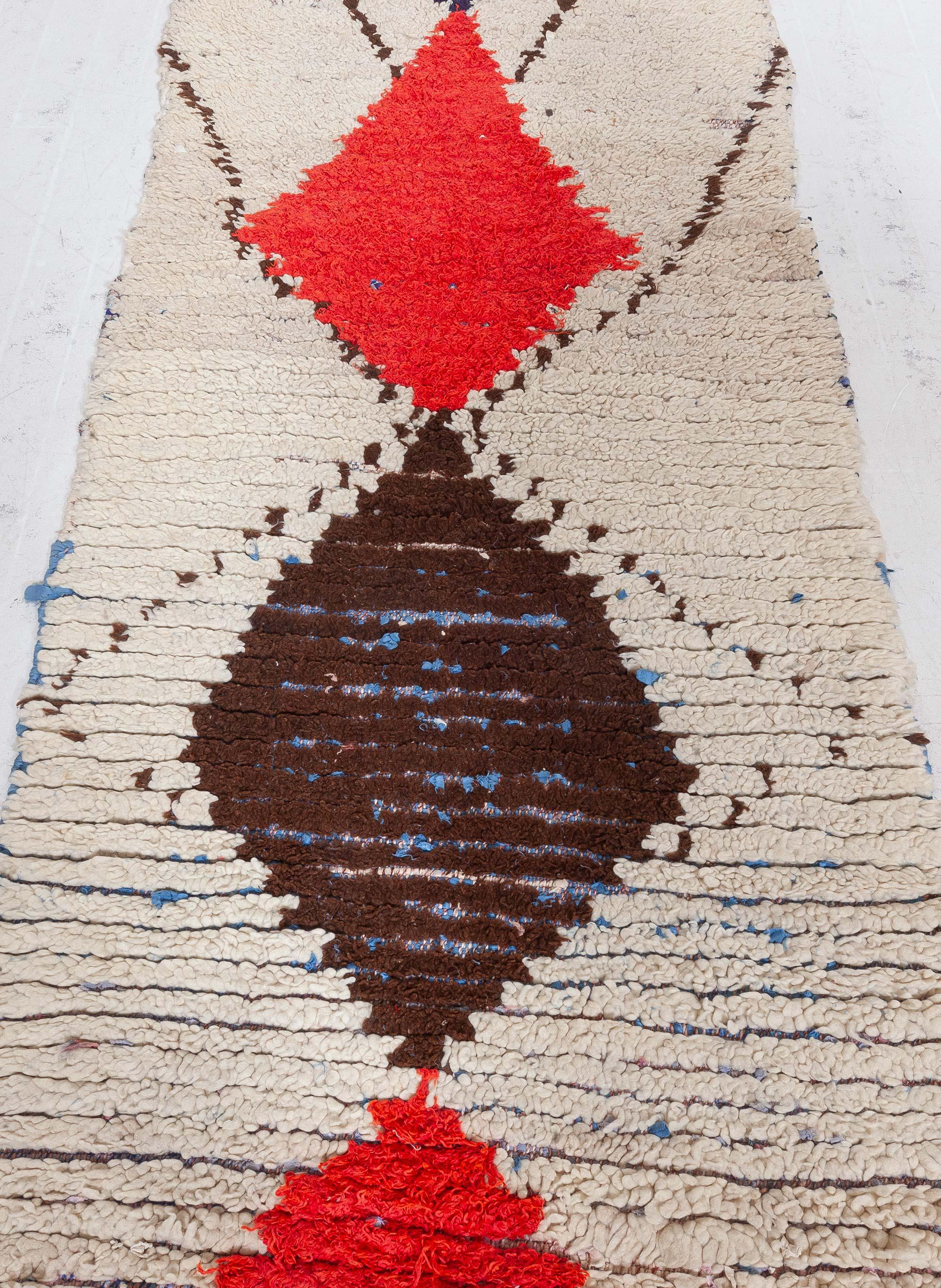 20th Century Vintage Tribal Moroccan Handmade Wool Rug For Sale