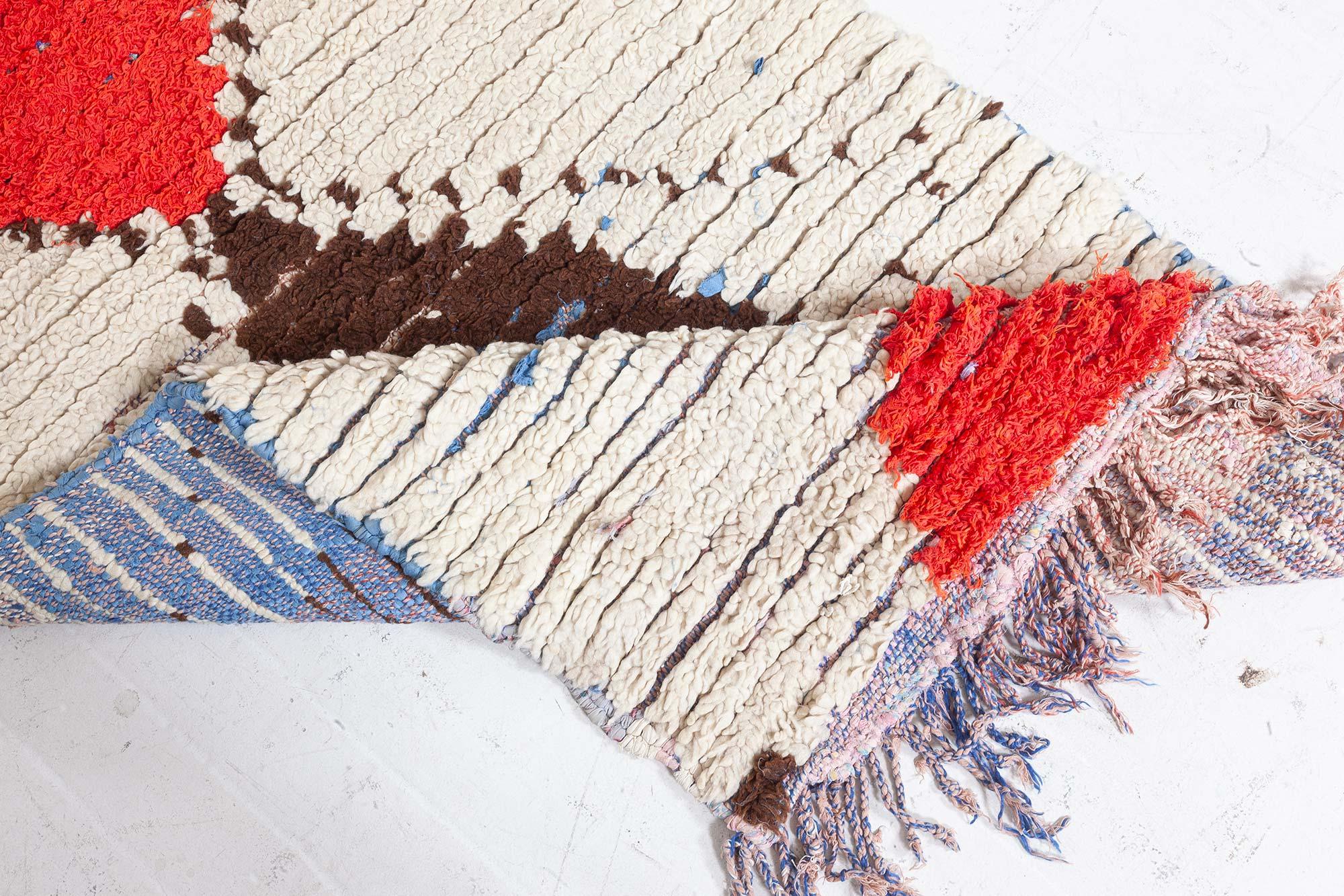 Vintage Tribal Moroccan Handmade Wool Rug For Sale 2