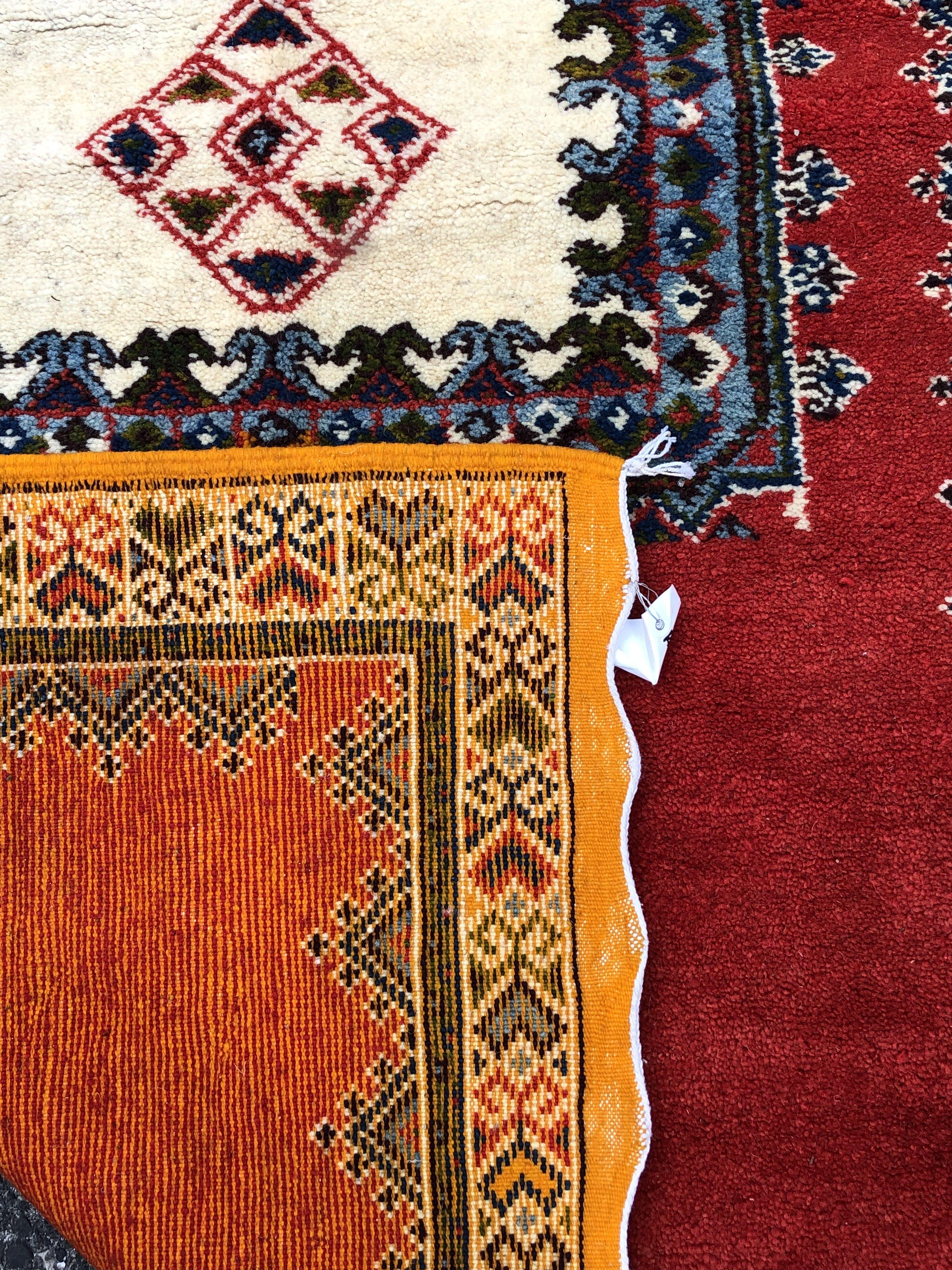 Vintage Tribal Moroccan Red Handwoven Rectangular Wool Rug, Carpet 1