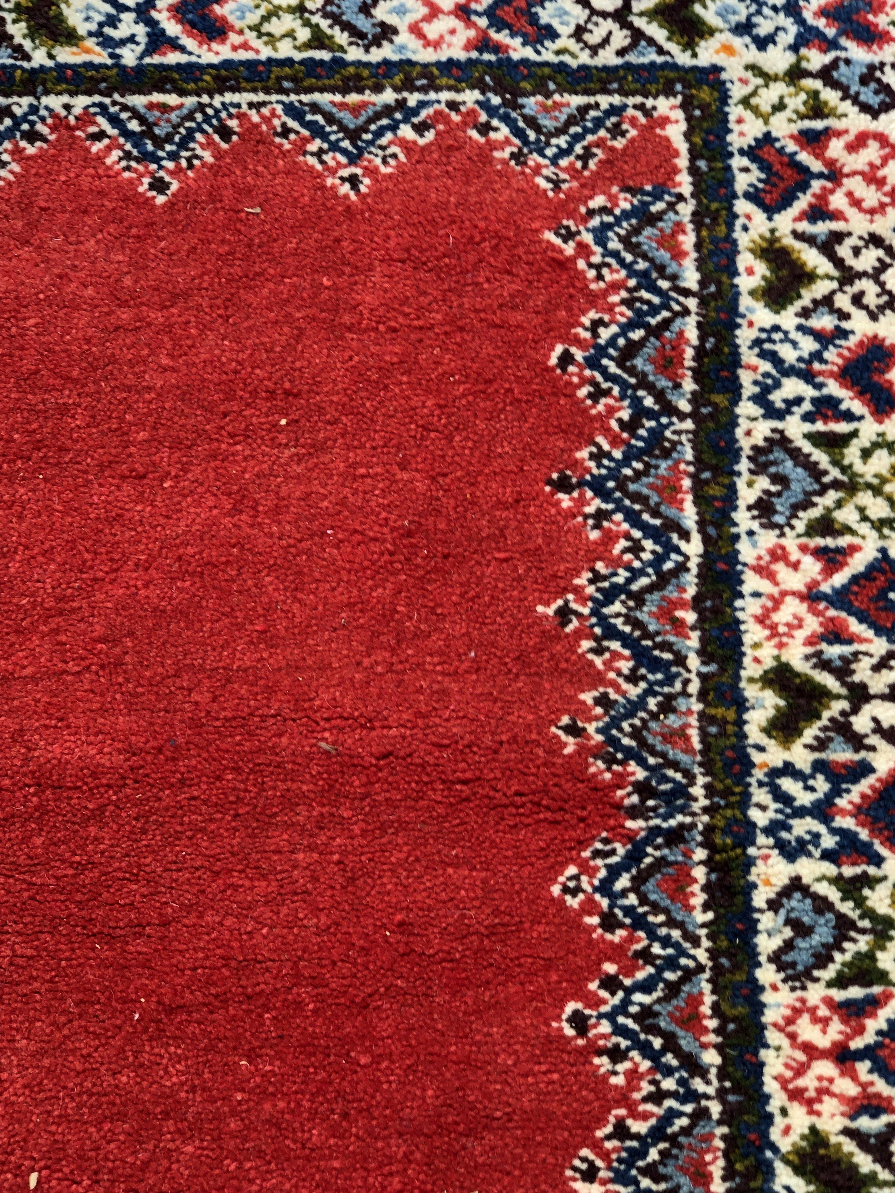 Vintage Tribal Moroccan Red Handwoven Rectangular Wool Rug, Carpet 3