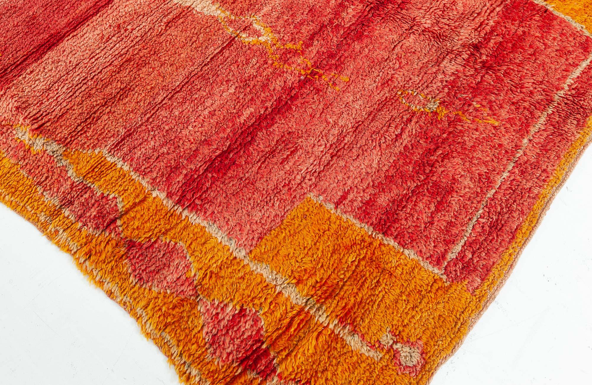 20th Century Vintage Tribal Moroccan Red Orange Wool Rug For Sale