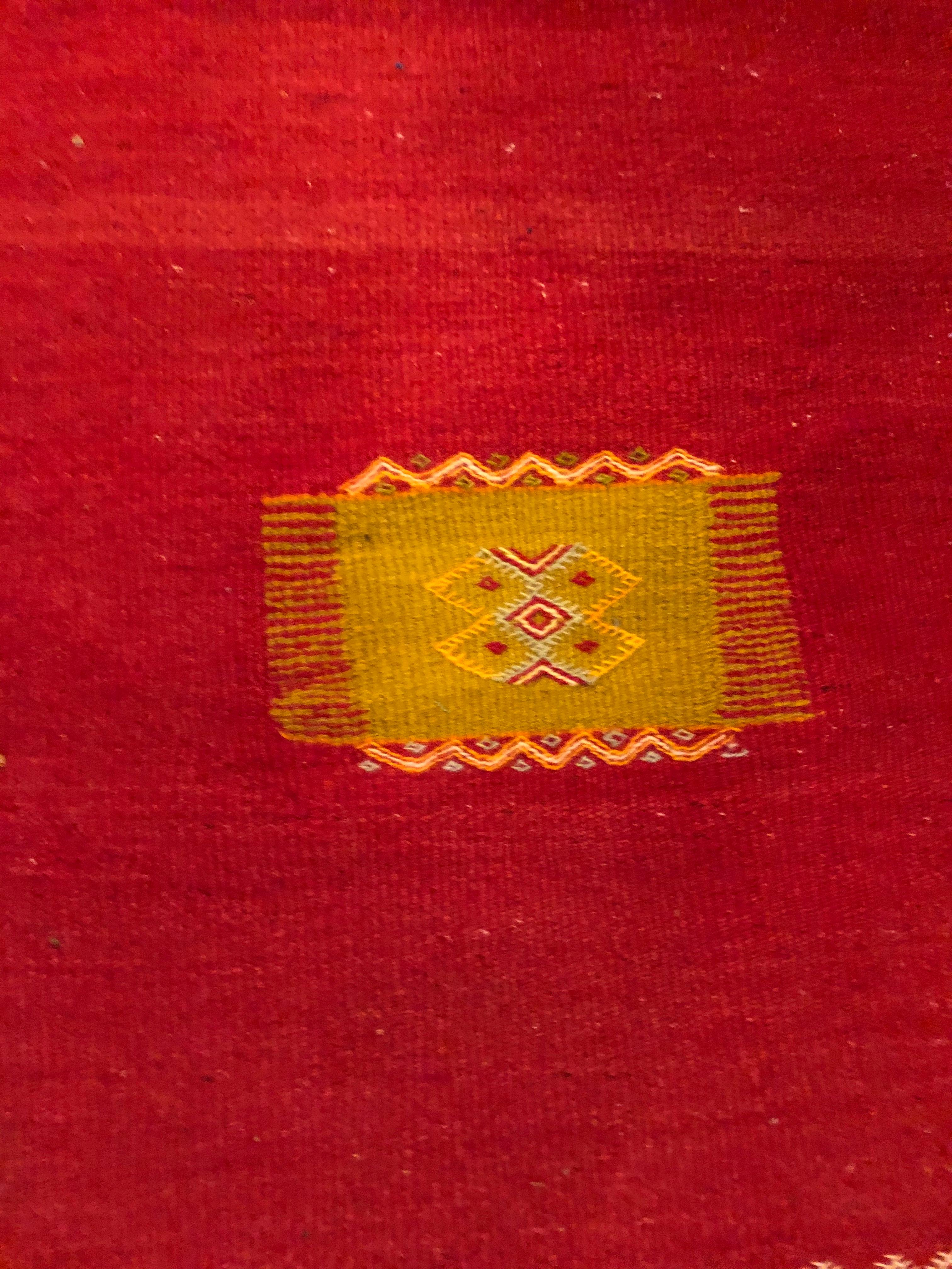 Vintage Tribal Moroccan Red Wool Rug or Carpet  1