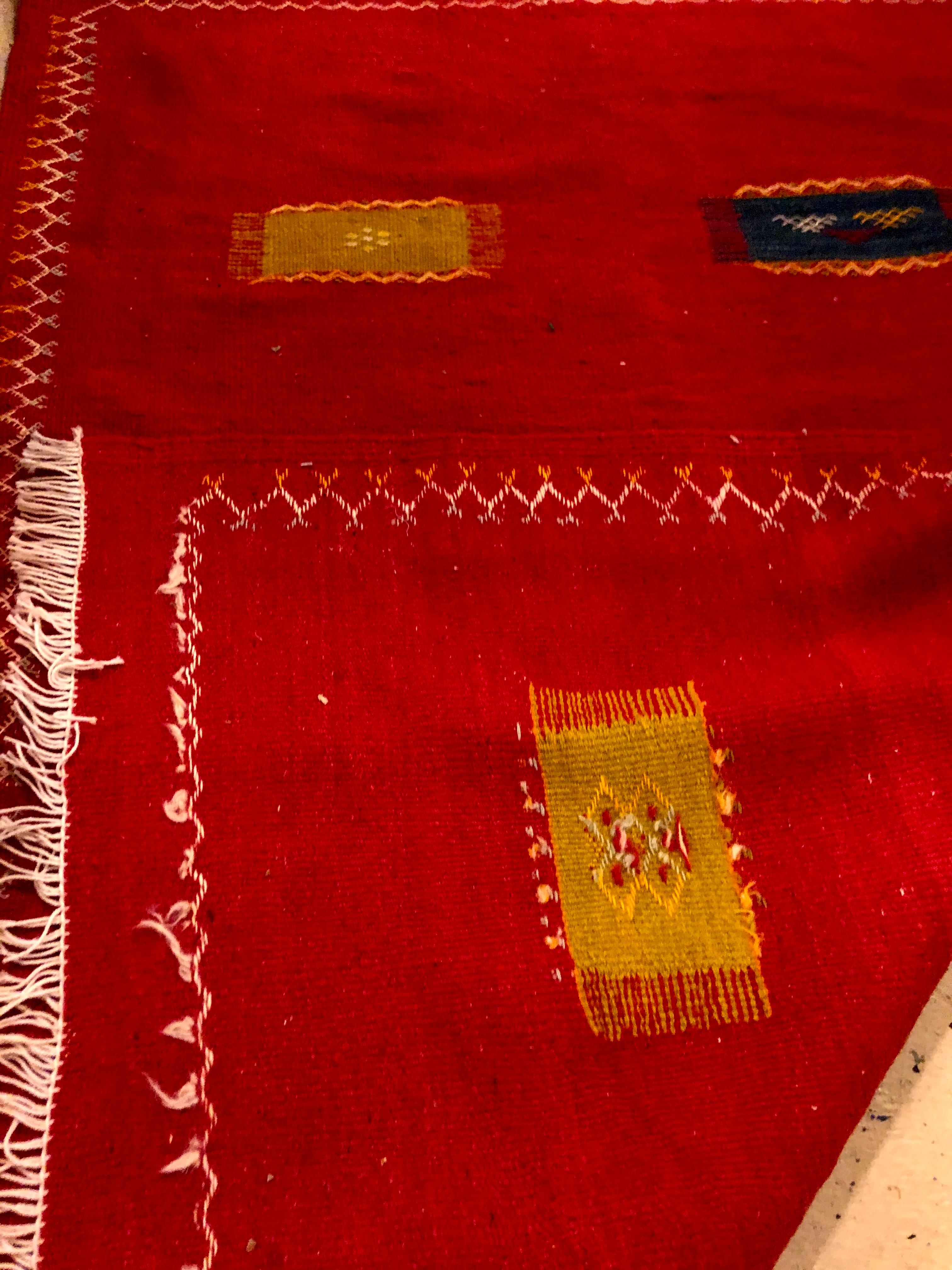 Vintage Tribal Moroccan Red Wool Rug or Carpet  2