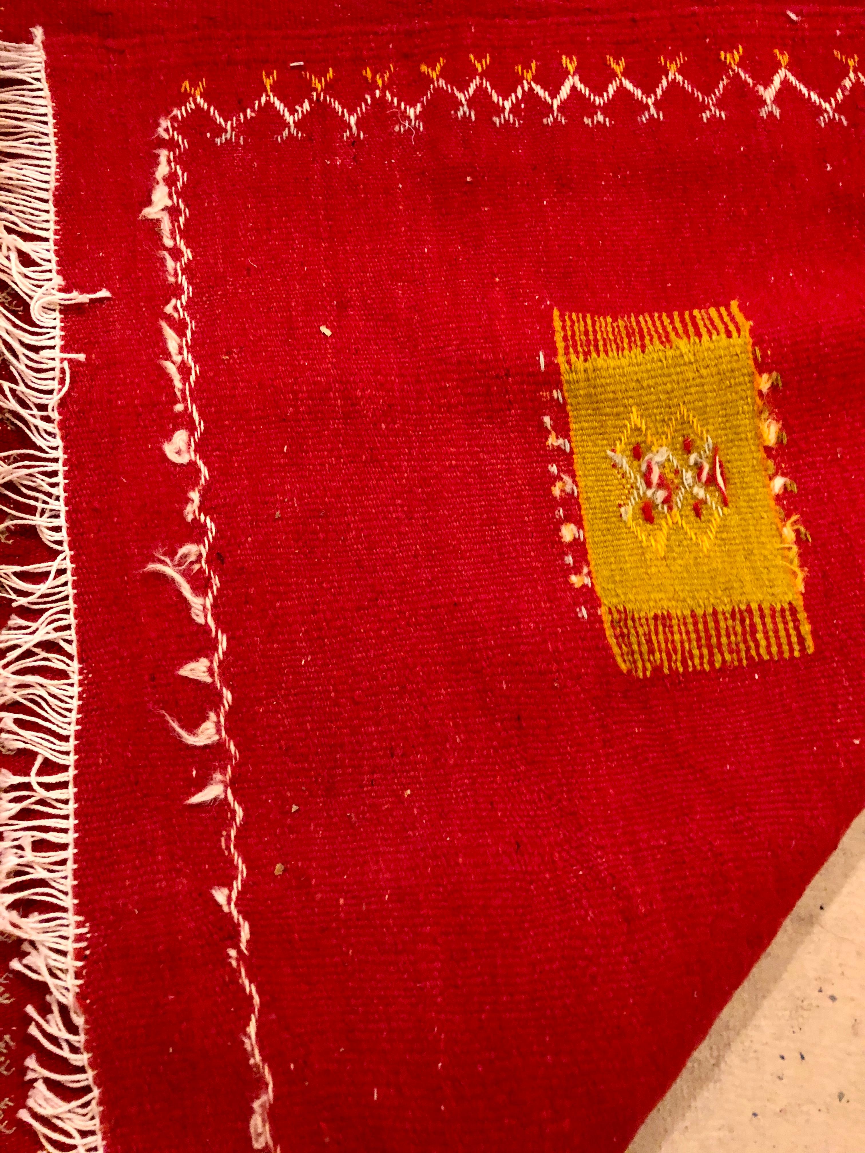 Vintage Tribal Moroccan Red Wool Rug or Carpet  3