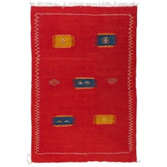 Vintage Tribal Moroccan Red Wool Rug or Carpet 