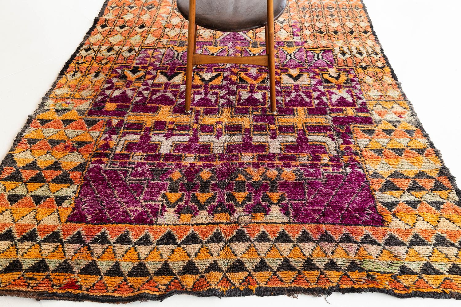 Vintage Tribal Moroccan Rug Azilal Tribe For Sale 4