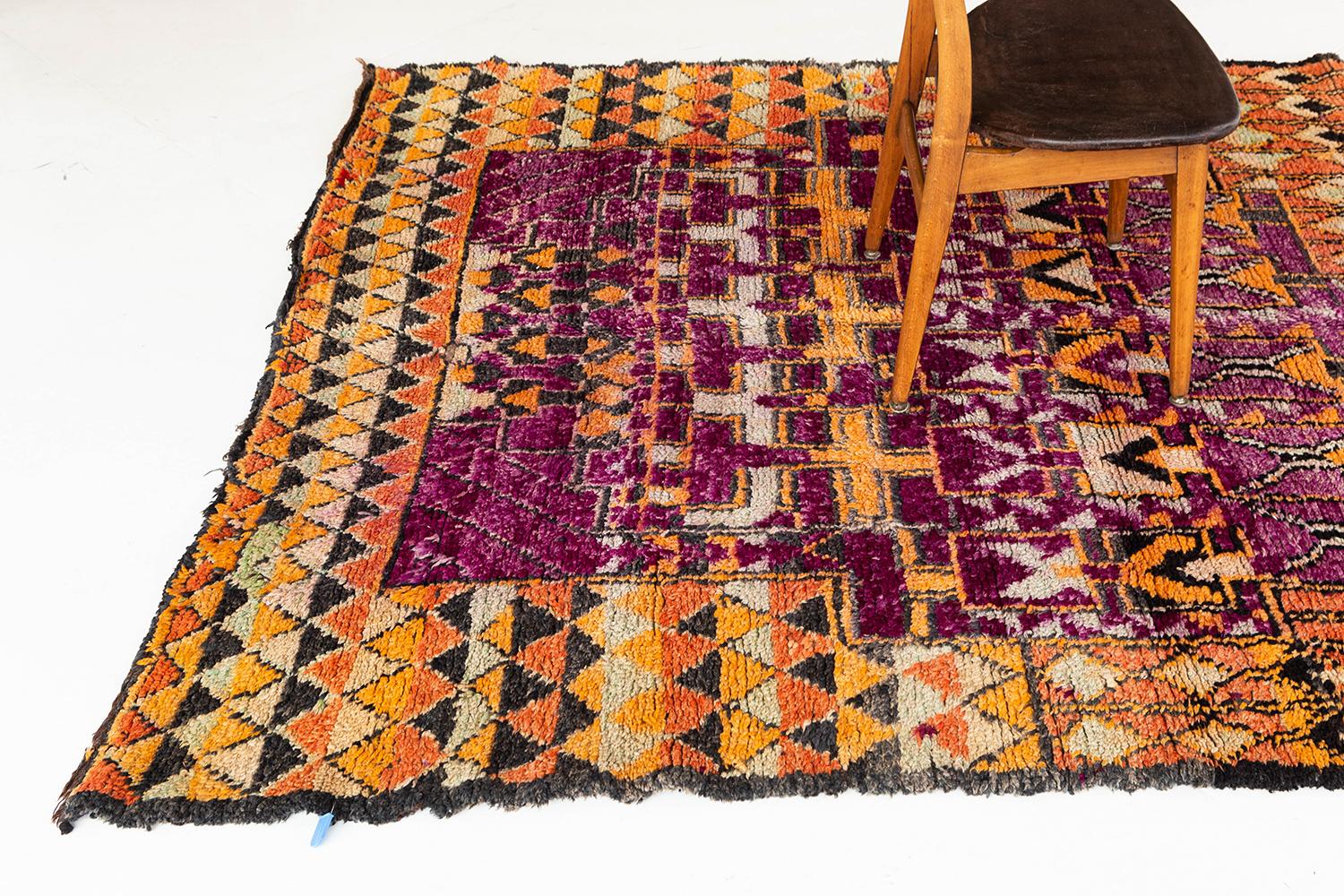 20th Century Vintage Tribal Moroccan Rug Azilal Tribe For Sale