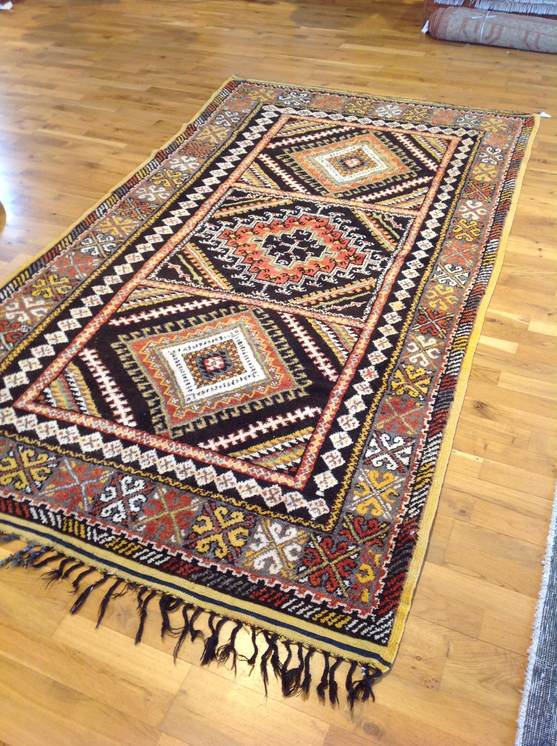 Hand-Knotted Vintage Tribal Moroccan Rug For Sale