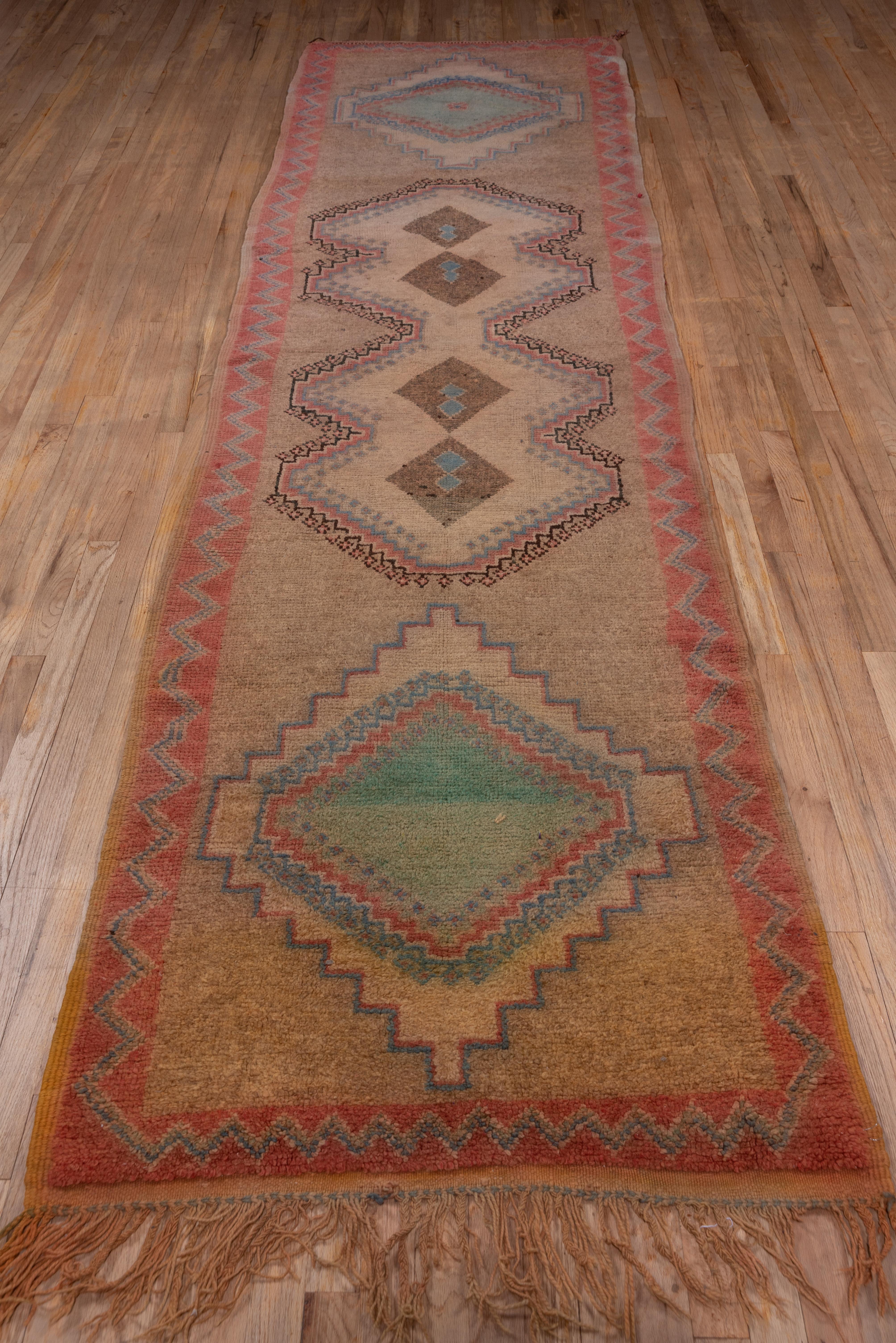 Hand-Knotted Vintage Tribal Moroccan Runner For Sale